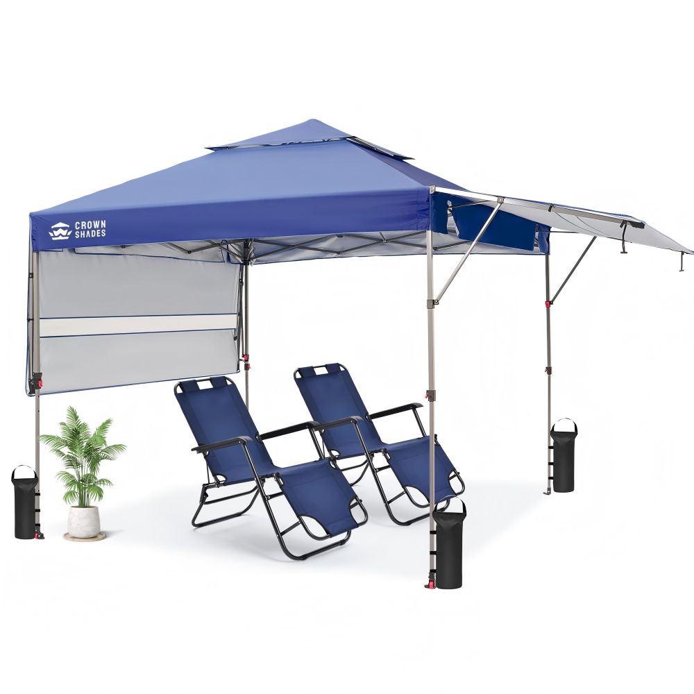Crown Shades  10x10 Pop Up Canopy with 2 Extend Awnings