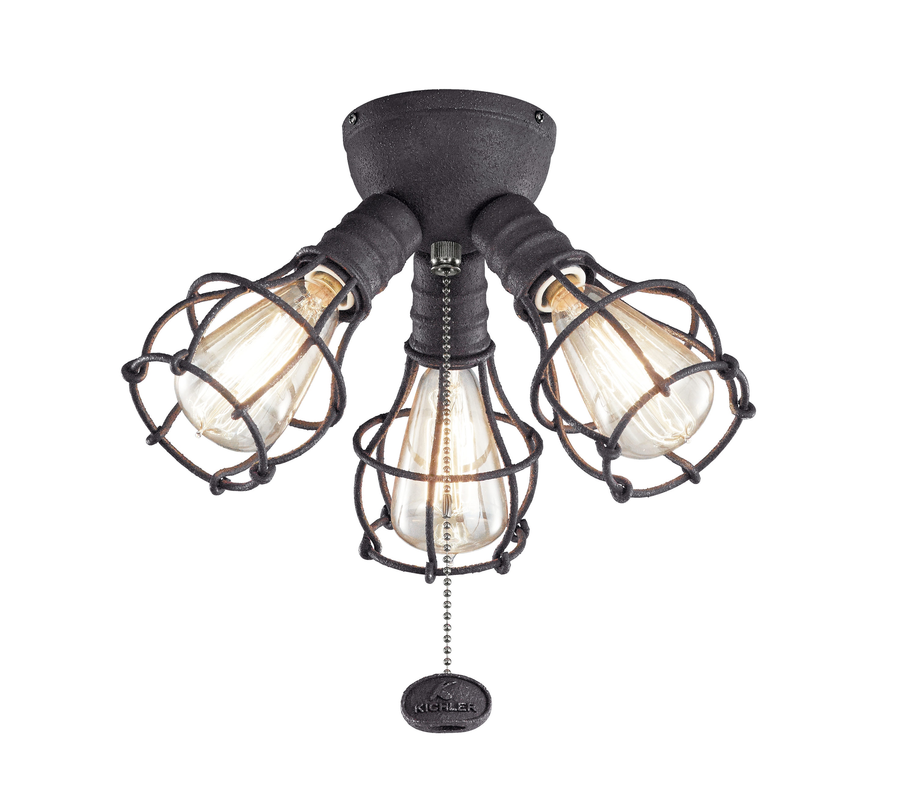 Kichler 380041DBK 10.25-in 3 -Light Black LED Ceiling Fan Light Kit