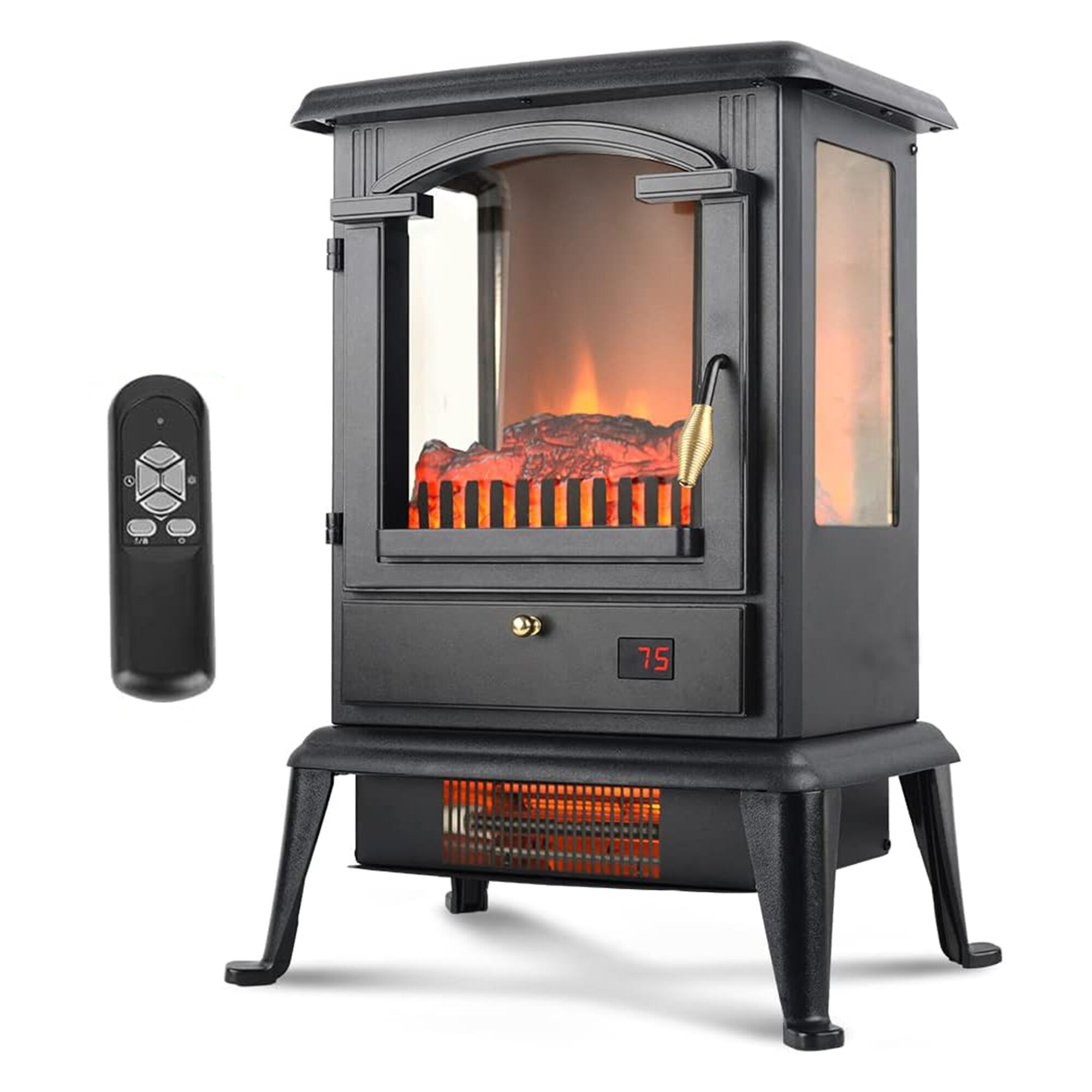 Selectric 322668 15-Inches W Black Free standing Infrared quartz Corner or flat wall Electric Fireplace with Remote Control Included