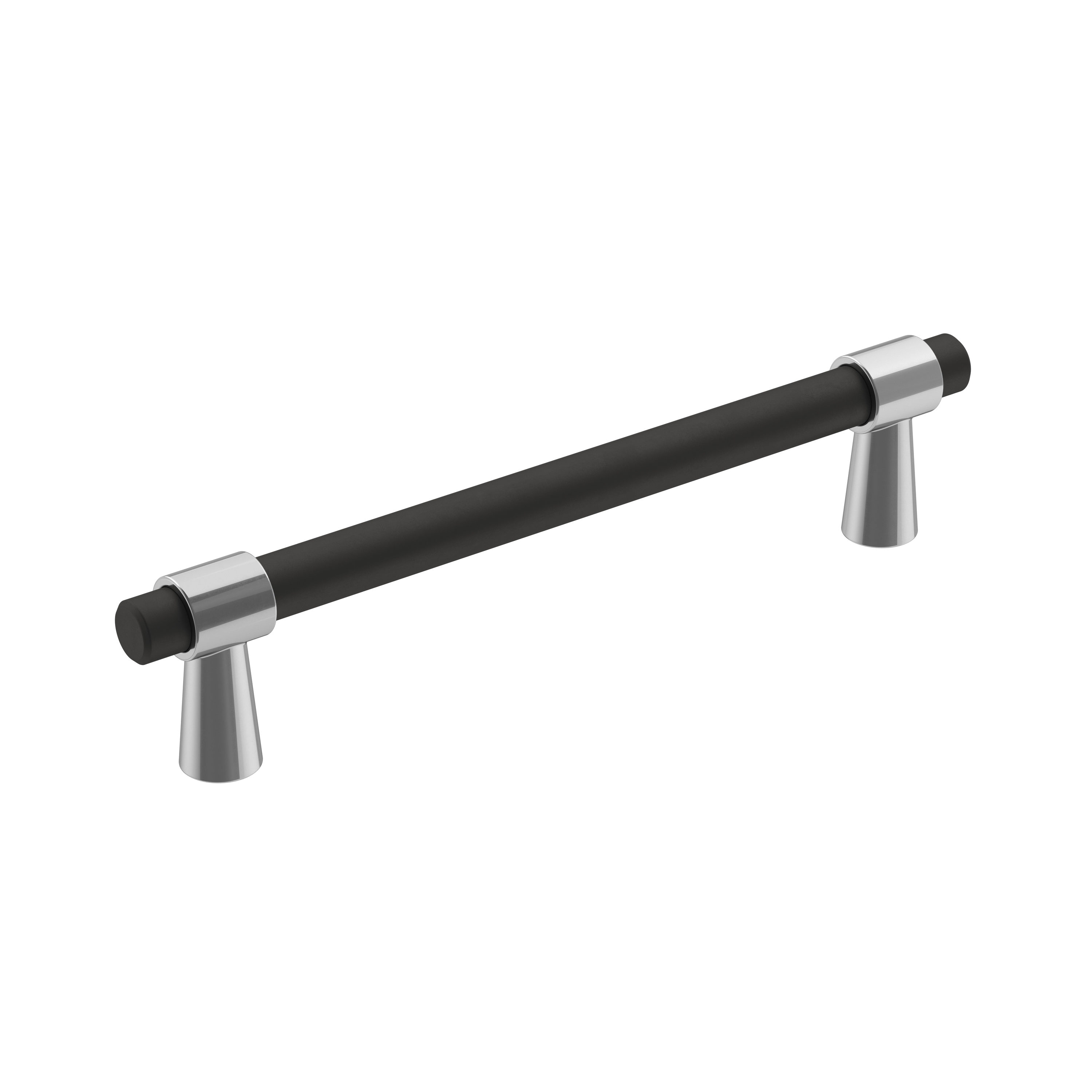 Amerock BP36859FB26 Mergence 5-1/16-in , 128mm Center to Center Polished Chrome/Matte Black Cylindrical Bar