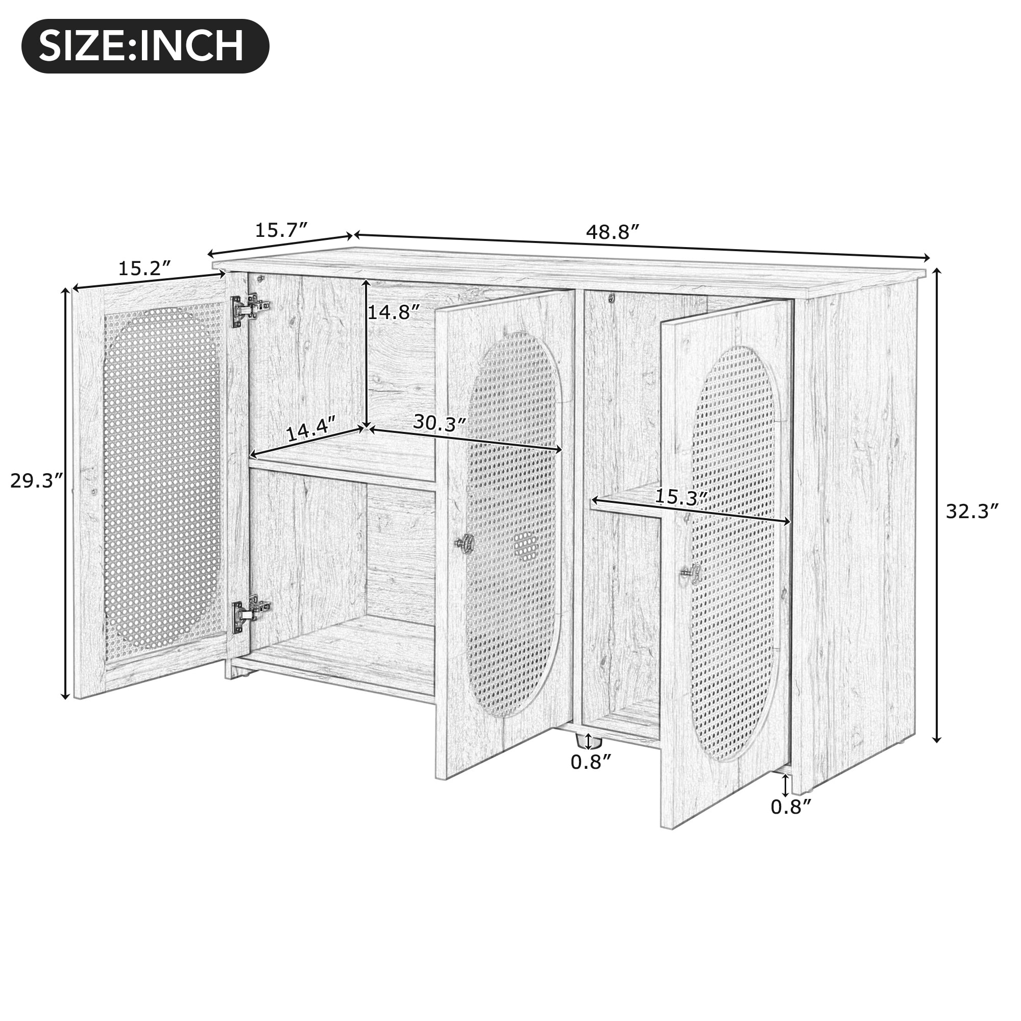 SINOFURN SYA330174BK Dining-Kitchen-Storarge - View #5