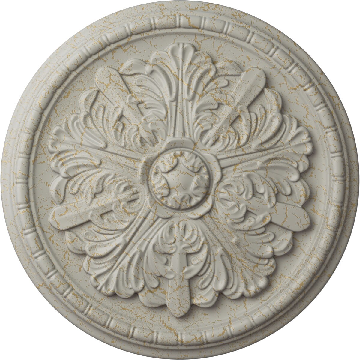 Ekena Millwork CM17WAPCC Washington 17.125-in W x 17.125-in L Painted Pot Of Cream Crackle Polyurethane Whole Ceiling Medallion
