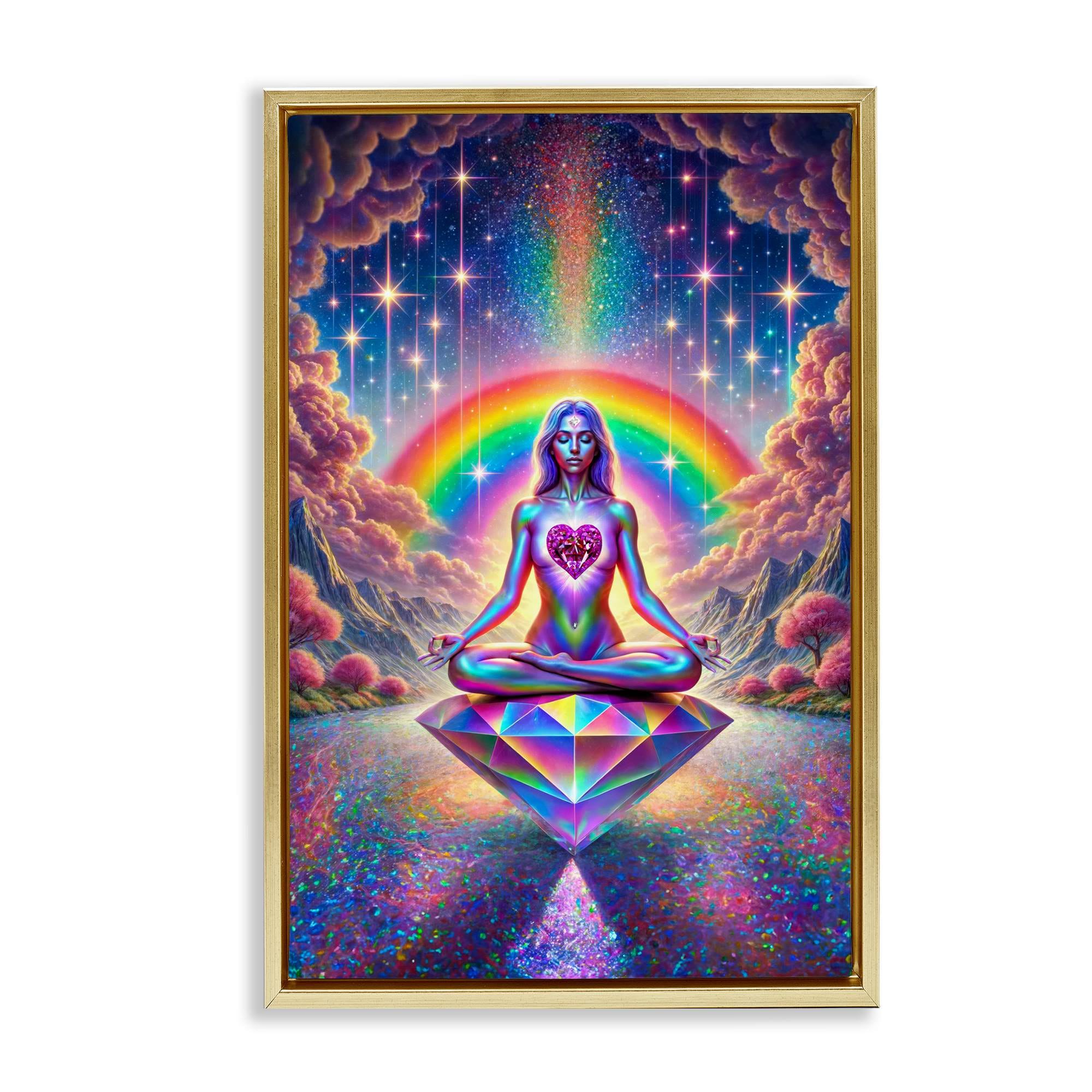 Stupell Industries BT-305-FFG-20X30 Spiritual Enlightenment Meditation Floating Frame design by Spirit of the Rainbow