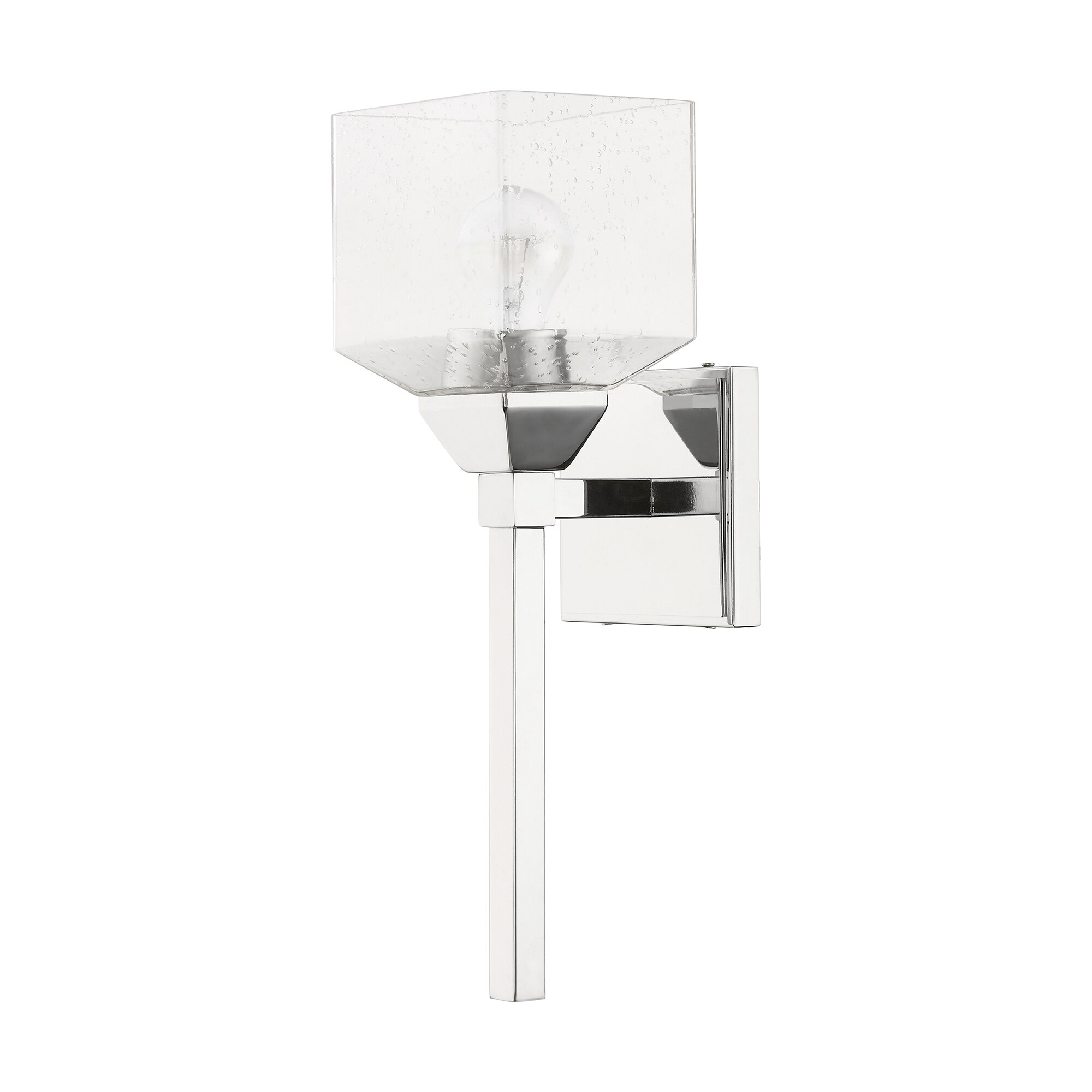 Polished Chrome Vanity Sconce with Clear Seeded Glass Shade