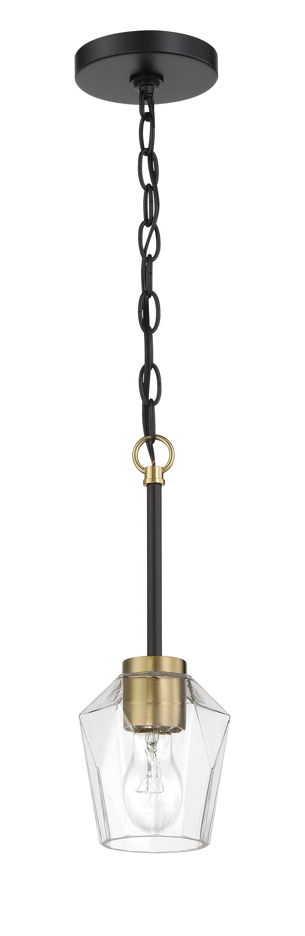 Craftmade 56991-FBSB Avante Grand Flat Black/Satin Brass Transitional Clear glass Square Mini Hanging Pendant light