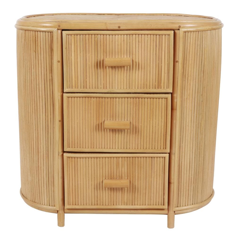 Decor Therapy FR8854 27.95-in W x 27.95-in H Natural Wicker Farmhouse End Table with Storage Fully Assembled
