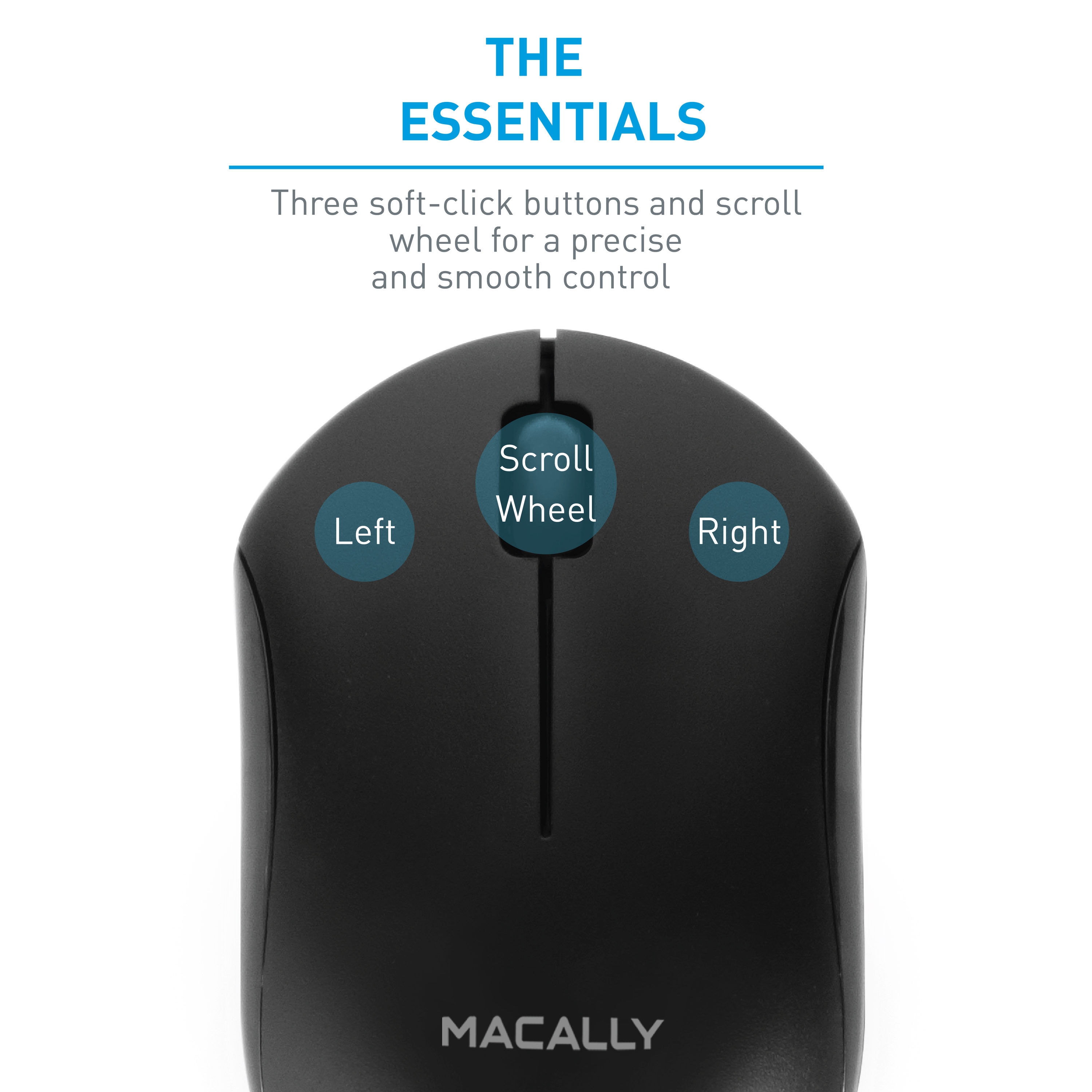   Basics Full Size Ergonomic Wireless Mouse with Fast  Scrolling, Compatible with PC, Mac, Laptop - Black : Electronics