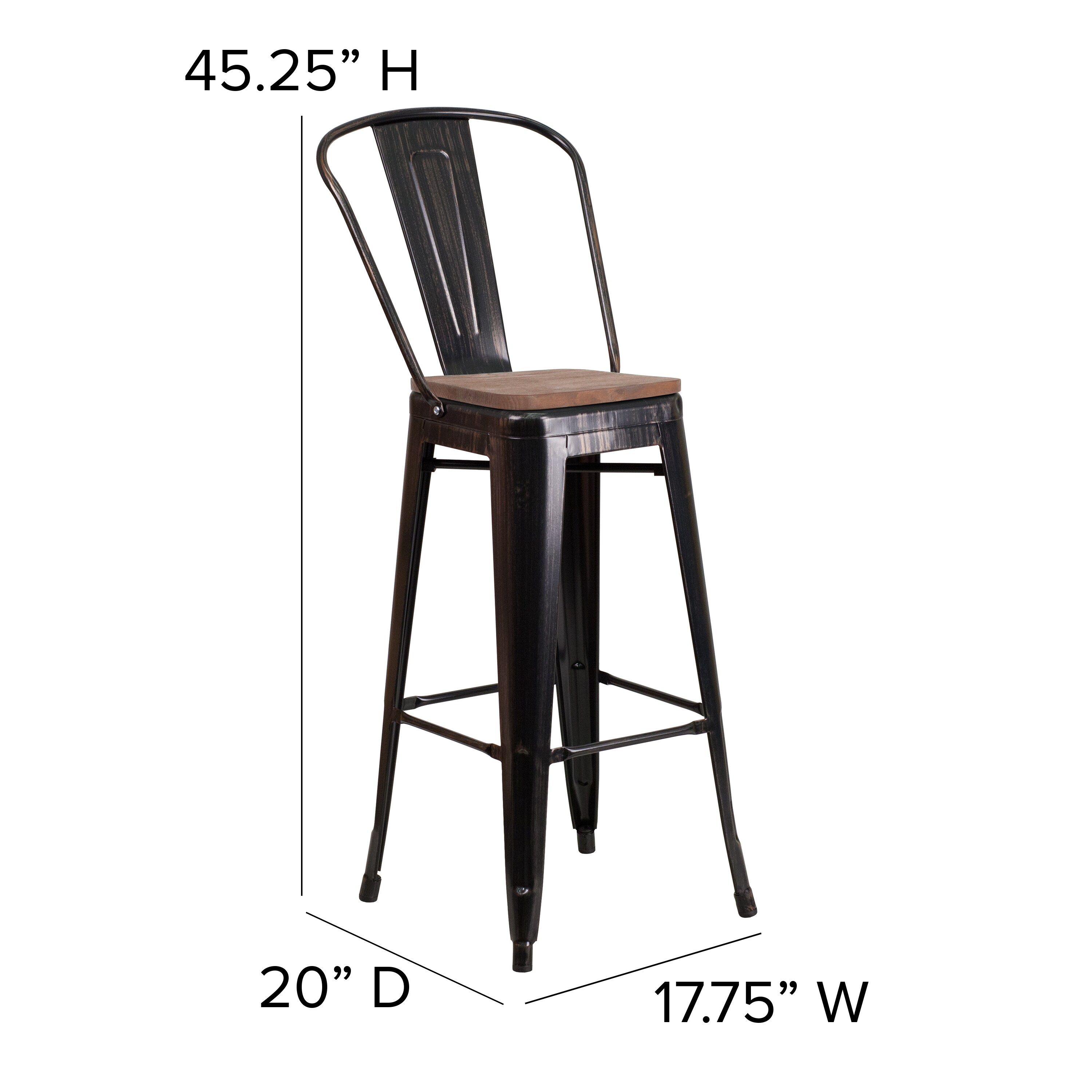 Flash Furniture Black-antique Gold 30.25-in H Bar height