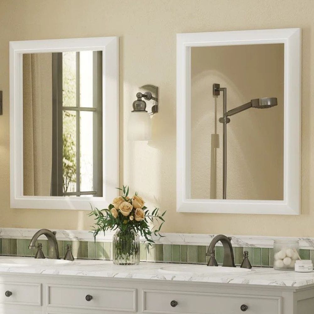Blisstyle Set of 2 Tempered Glass Framed Rectangle Bathroom Vanity Mirrors