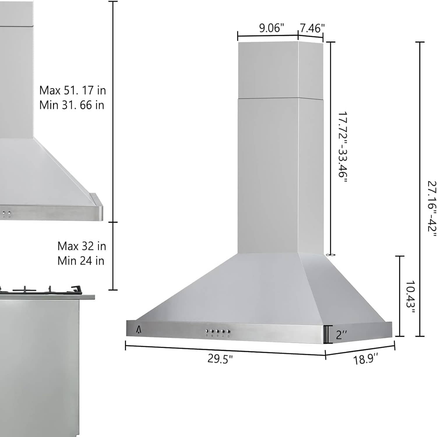 Qeetex 1LSHQQPHO-1311X10L Undercabinet-Range-Hoods - View #2