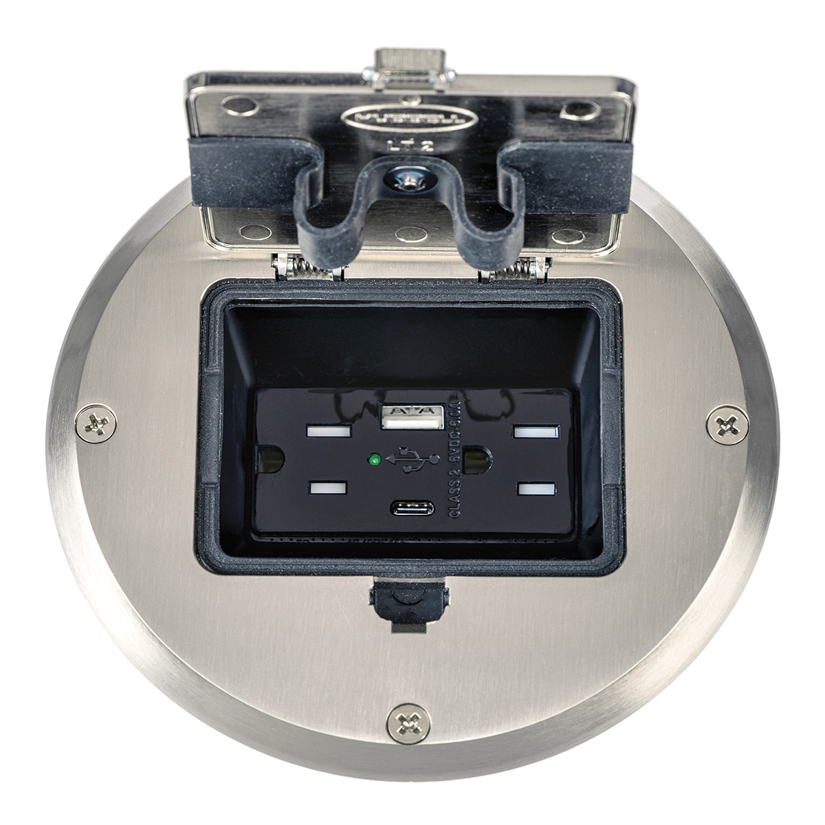 Single Gang Floor Box Kit with Recessed Duplex 15A TR Device