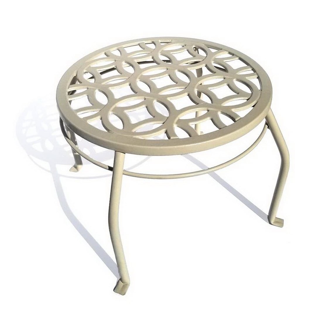 Garden Side Table End Accent Modern Iron Outdoor Patio Round Metal  Plant Stand 