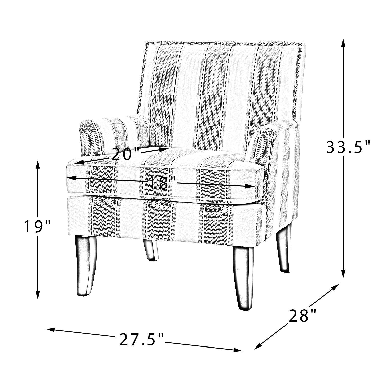 Classic Black Buffalo Plaid Armchair with Nailhead Trim