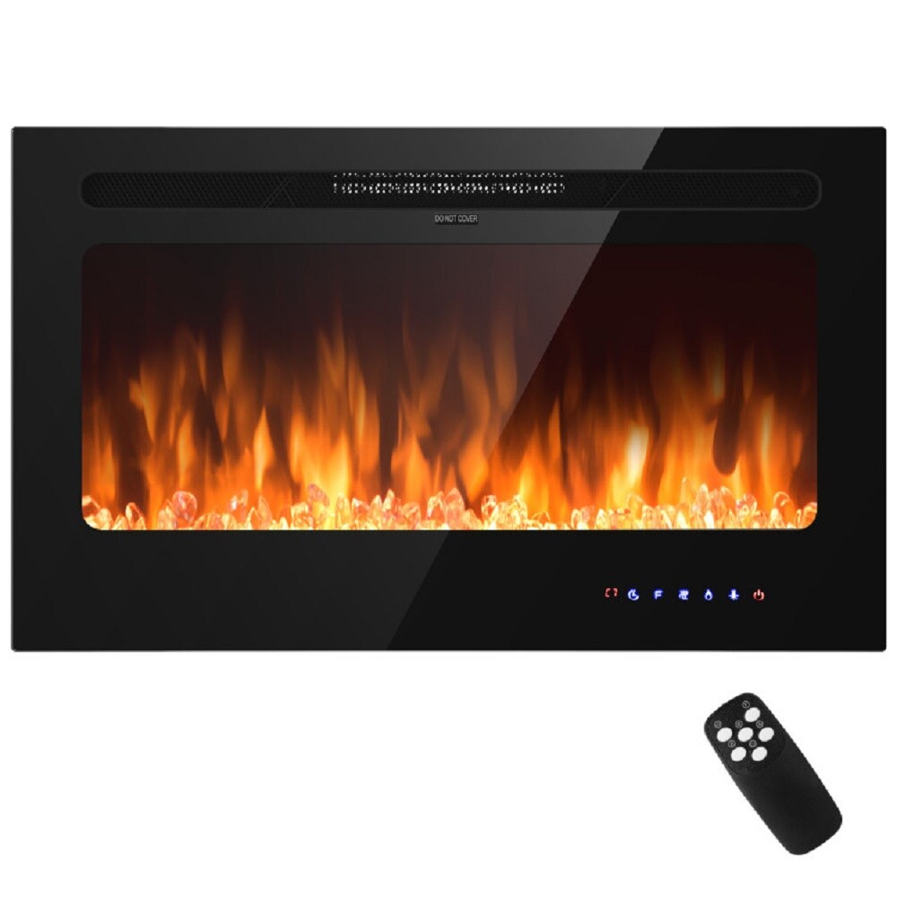 Forclover ALHY-FP25 36-Inches W Black Wall mount LED Wall-mount Electric Fireplace with Remote Control Included