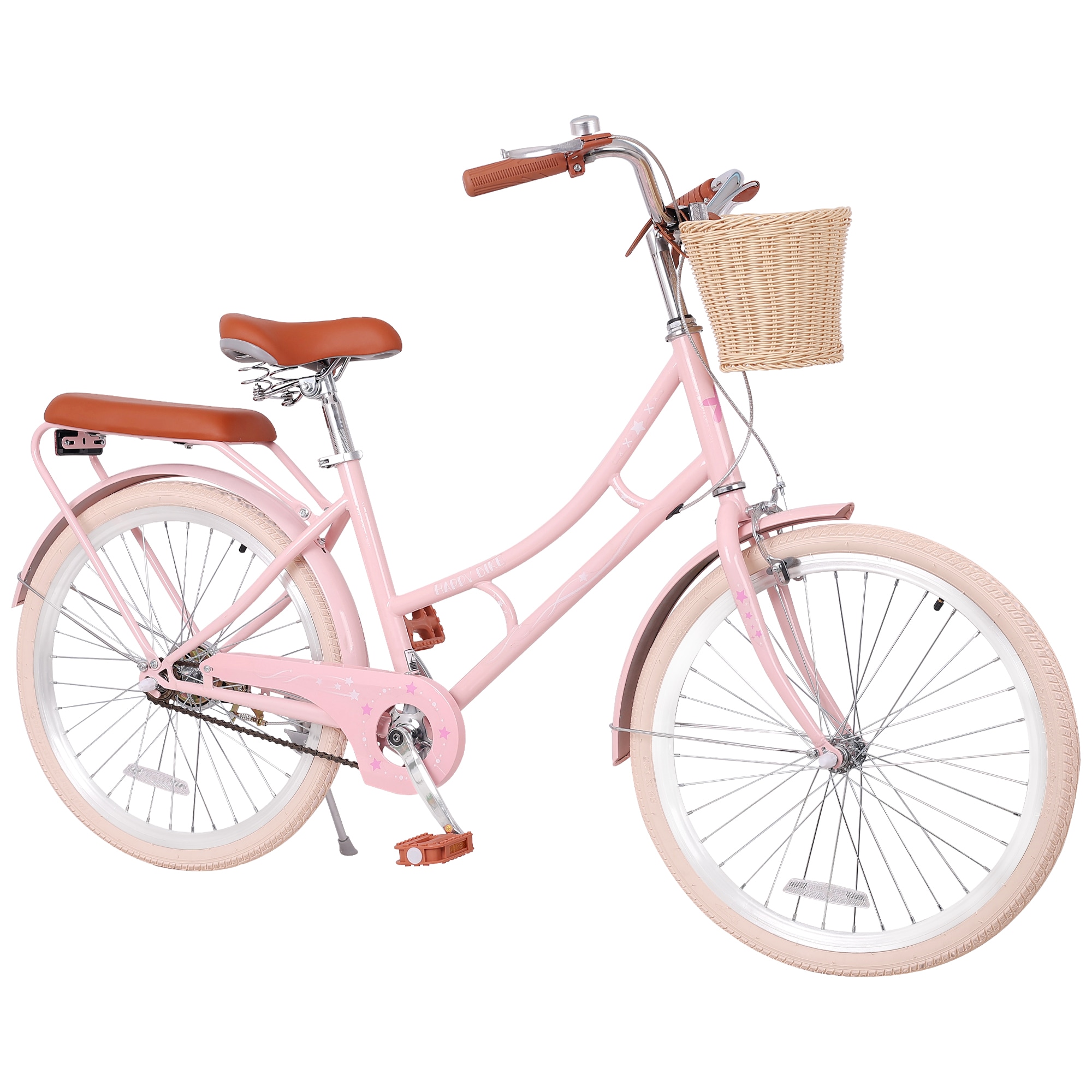 LUXEYARD 24 Inch Beach Cruiser Bike for Women Commuter Bicycle with Front Basket  High Carbon Steel Frame Comfortable City Bike for Outdoor Riding