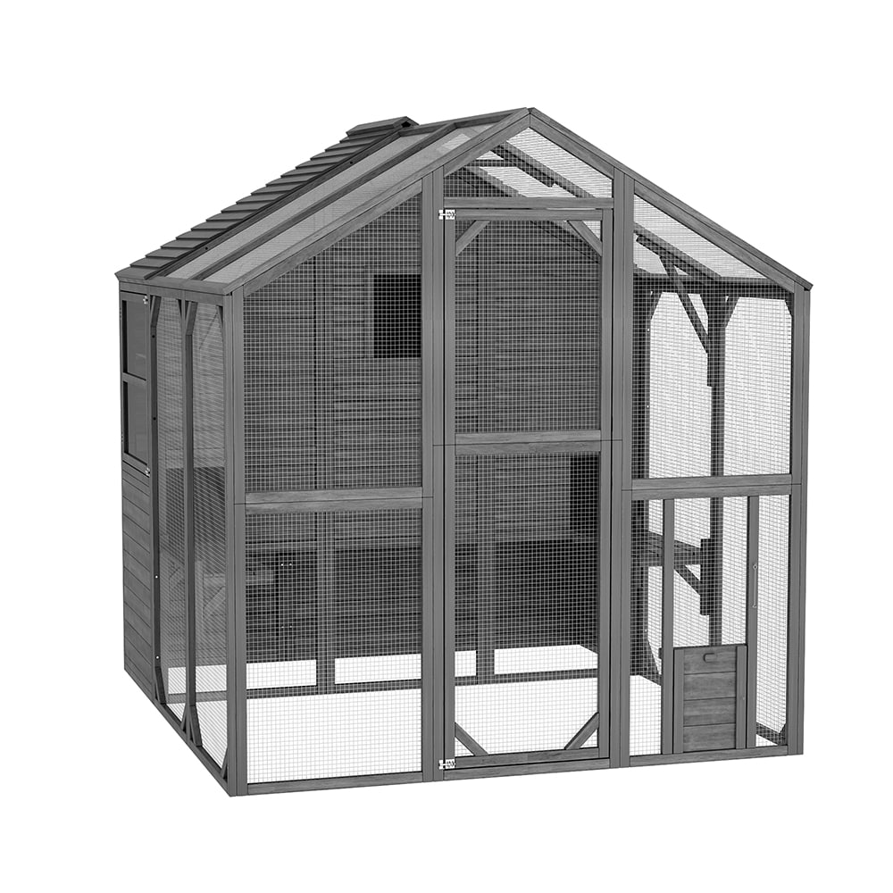 キャットハウス Homsee Weatherproof Large Outdoor Cat House Enclosure with Two