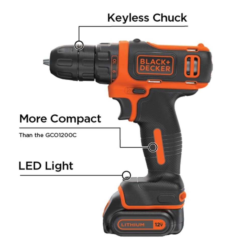 Buy Black+Decker GC181C Drill, Battery Included, 18 V, 3/8 in Chuck,  Keyless Chuck