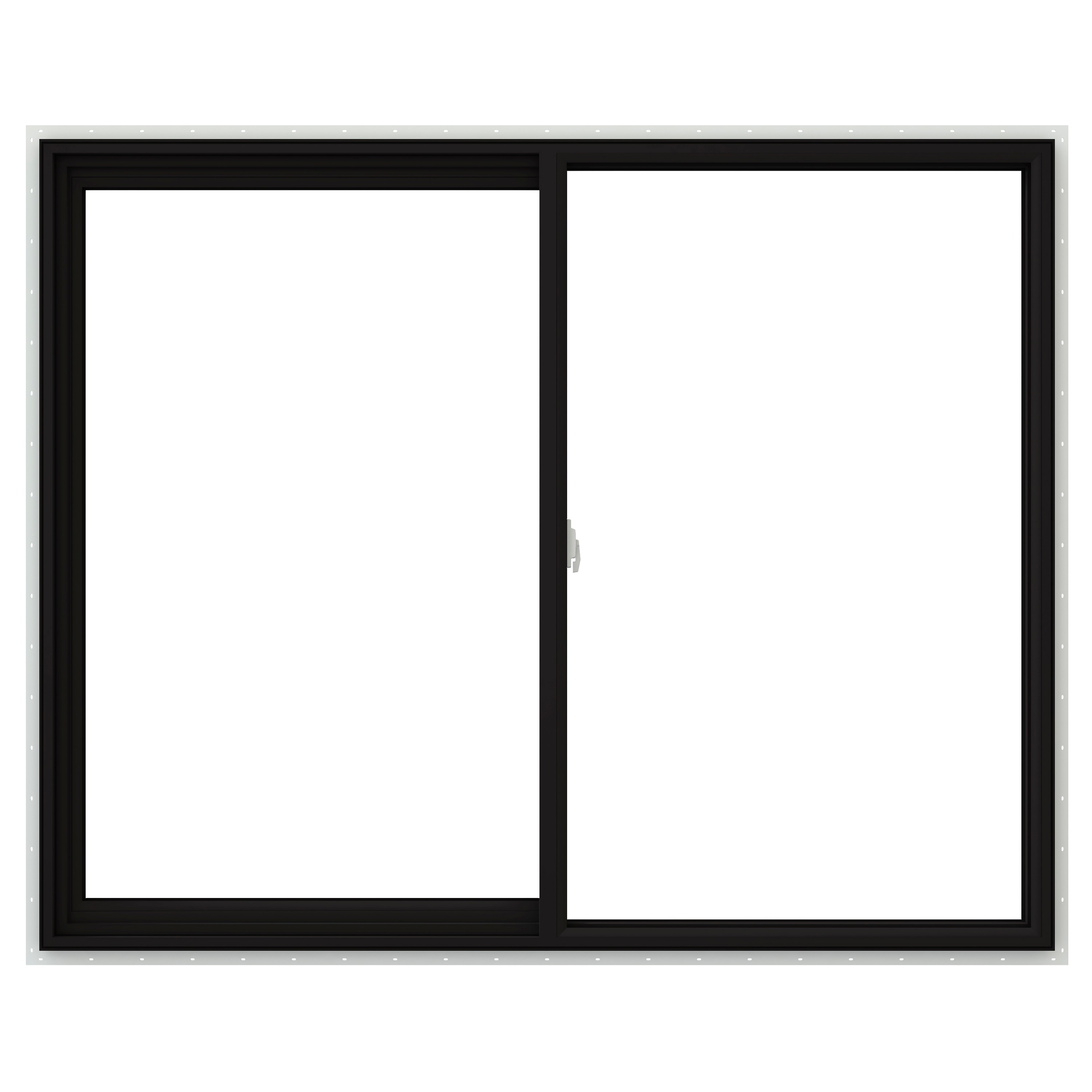 JELD-WEN LOWOLJW232900511 V-2500 59-1/2-in x 47-1/2-in Black Exterior White Interior Left-Handed Vinyl Sliding Window Annealed Glass (Full Screen Included)