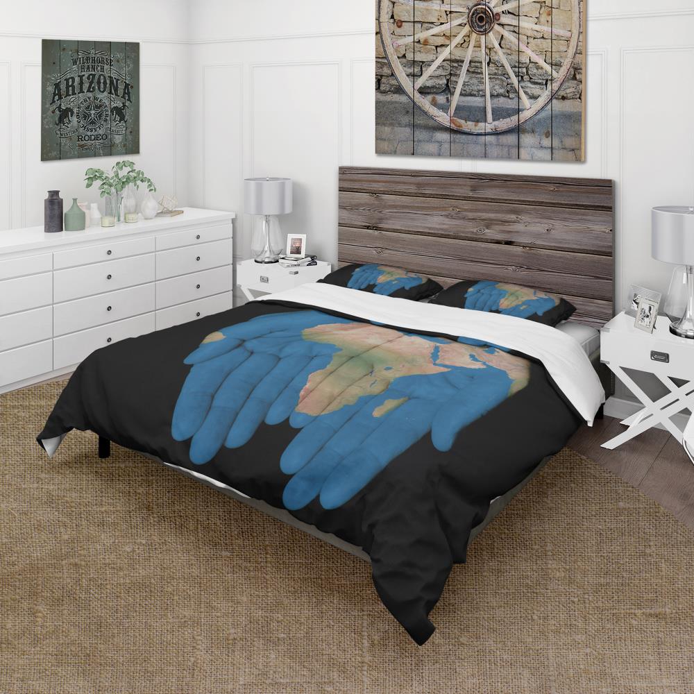 Designart BED12968-K 3-Piece Blue King Duvet Cover Set