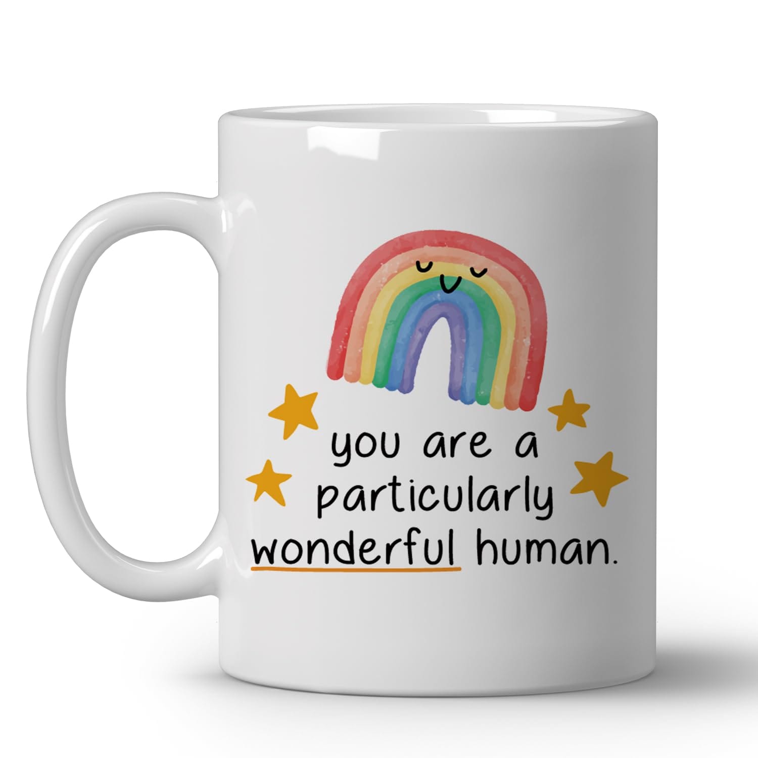 Aoibox  11 oz Rainbow Inspirational Quote Ceramic Coffee Mug You are a Particularly Wonderful Human White Cup