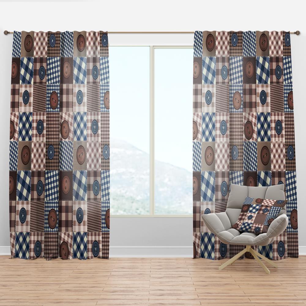 Designart CTN19232-52-90 90-in Brown Abstract Room Darkening Thermal Lined Rod Pocket Single Curtain Panel