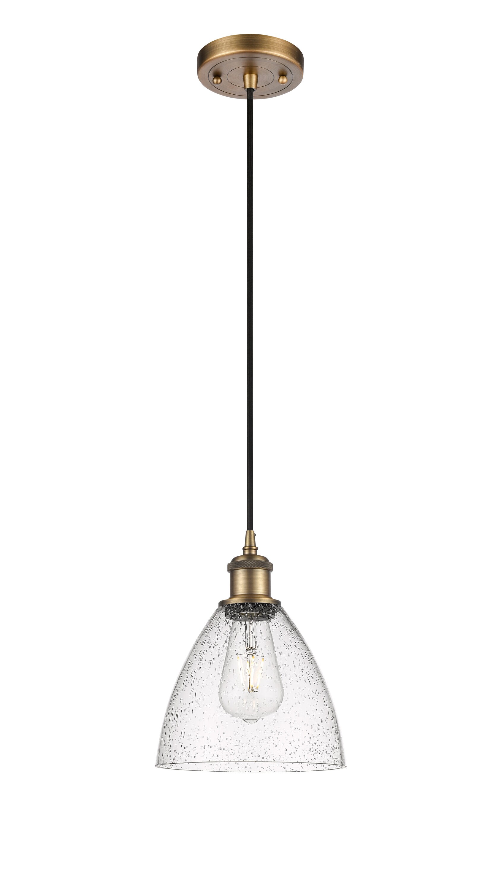 Innovations Lighting 516-1P-BB-GBD-754 Bristol Glass Brushed Brass Industrial Seeded glass Dome Medium Hanging Pendant light