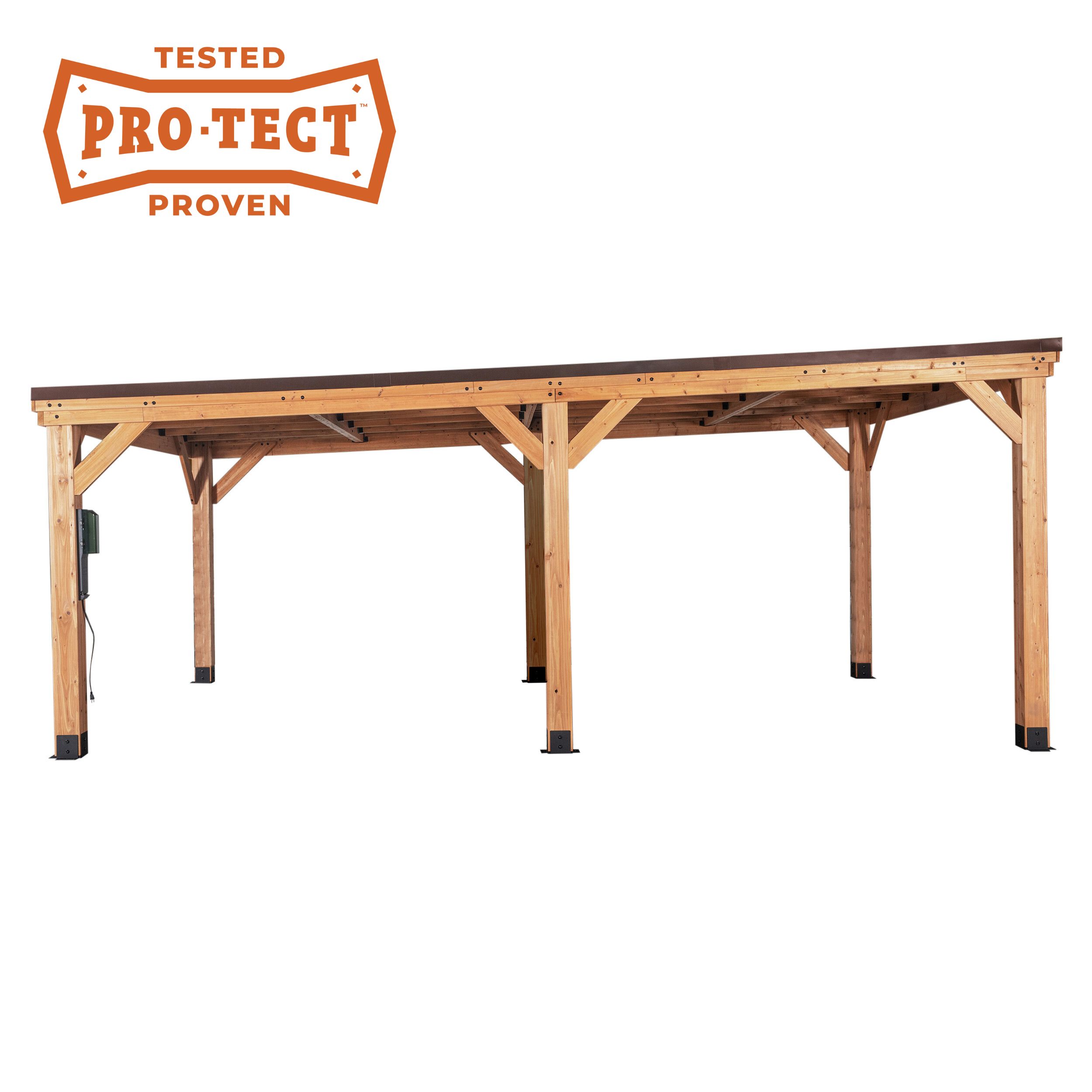 Kingsport 12' x 20' Black Cedar Carport with Steel Roof