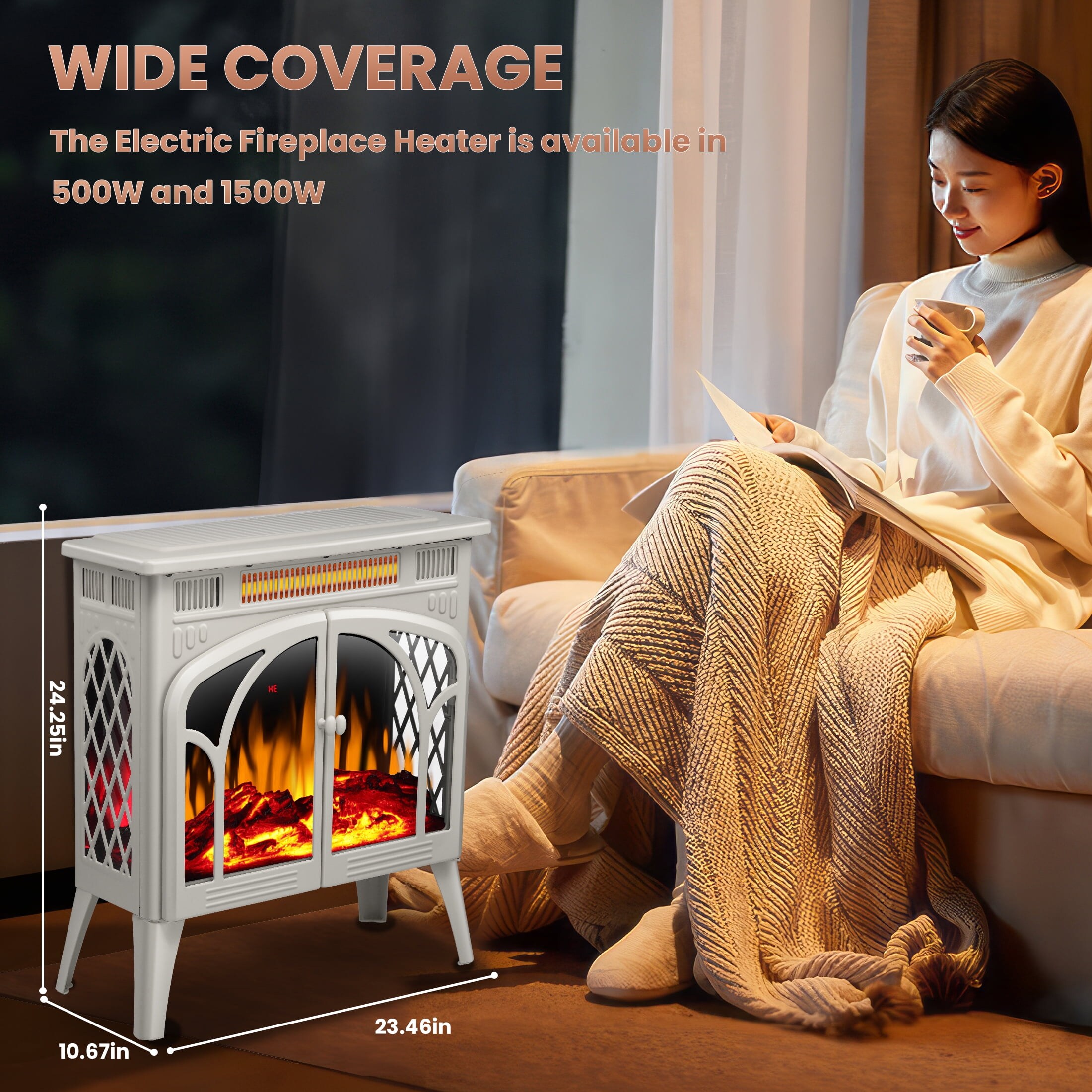 COWSAR S230B-BEIGE Electric-Fireplaces - View #4
