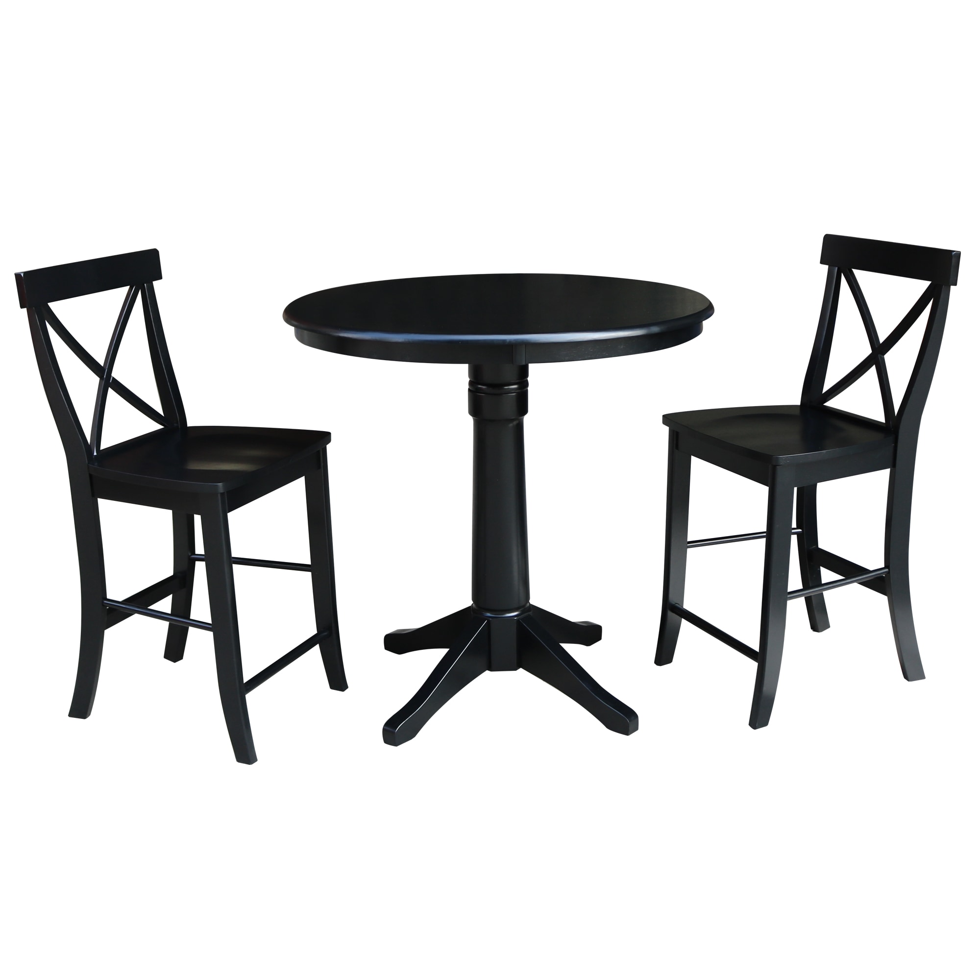 International Concepts K46-36RT-27B-S6132-2 Black Casual Dining Room Set with Round Table (Seats 2)