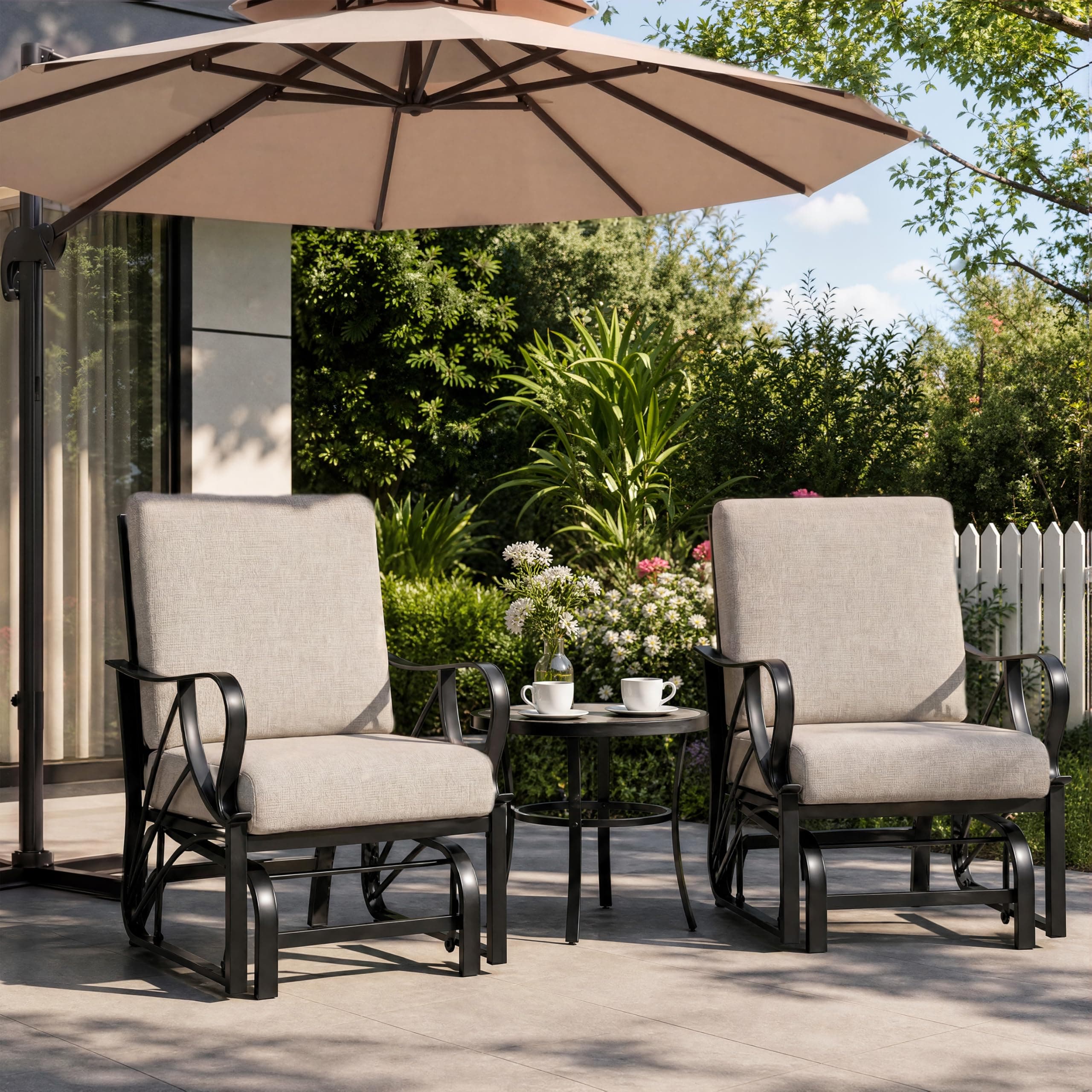 Garvee Porch Glider Glider Rocking Chair with Removable Cushion Heavy ...