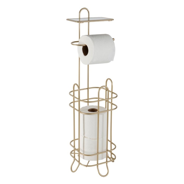 Elle Decor D'orsay Satin Gold Freestanding Basket Toilet Paper Holder with  Storage in the Toilet Paper Holders department at