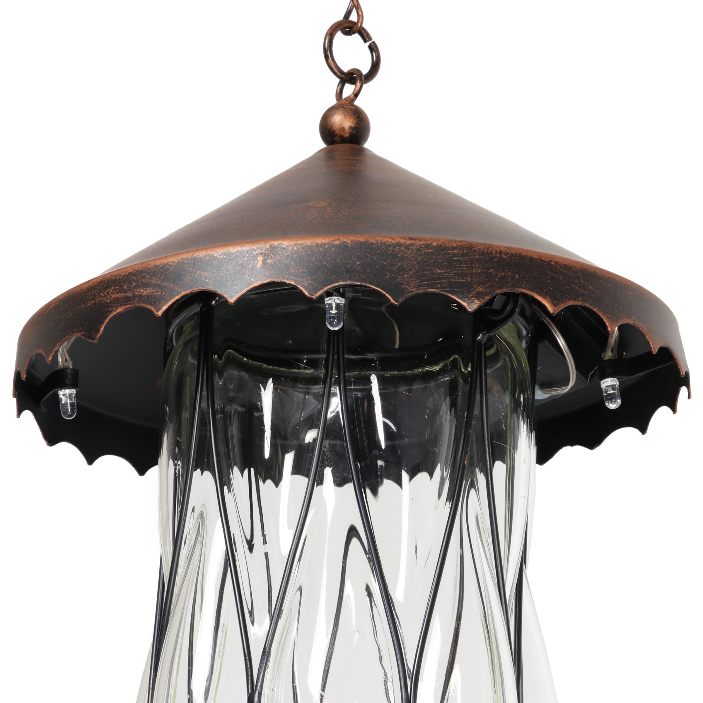 Solar Bronze Hanging Bird Feeder with Diamond Glass Pattern