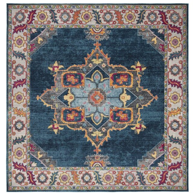 Safavieh Merlot Peri 7 x 7 Blue/Multi Square Indoor Floral/Botanical Oriental Area Rug Safavieh Merlot Peri 7 x 7 Blue/Multi Square Indoor Floral/Botanical Oriental Area Rug