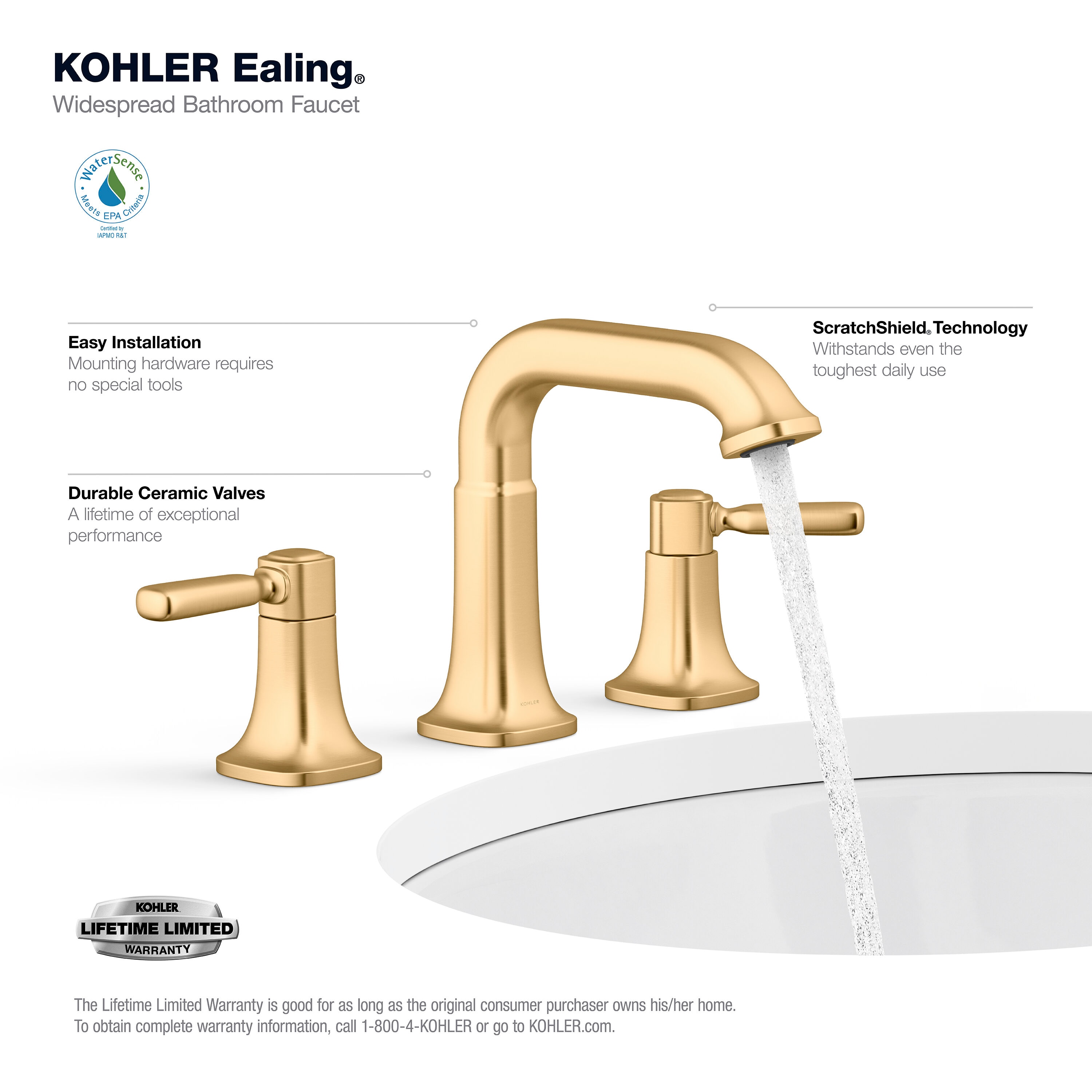 KOHLER 3-Piece Ealing Vibrant Brushed Moderne Brass Decorative