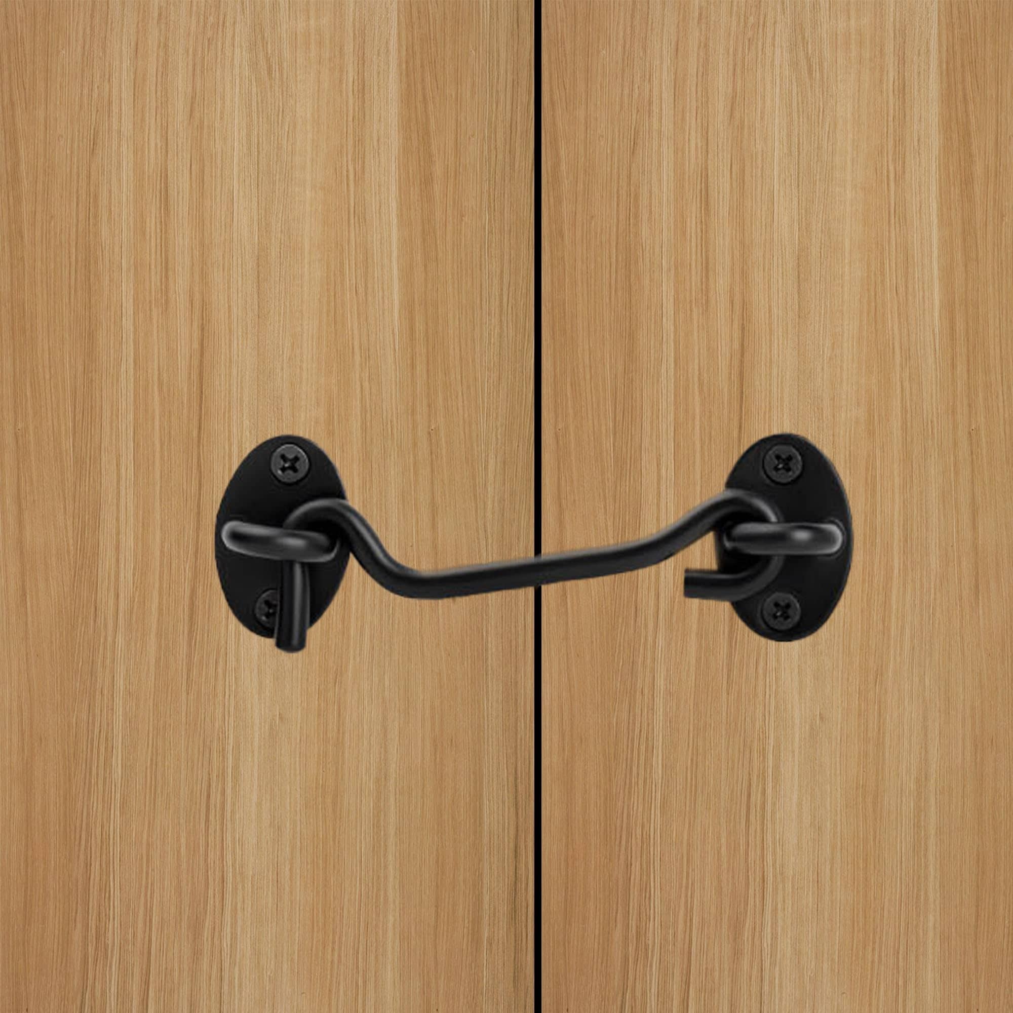 LILILIAN FMY 4 Inch Barn Door Hook and Eye Latch Heavy Duty Matte Black Gate Latch for Sliding Doors Fence Shed Window Cabinet Closet #LRO0824O512