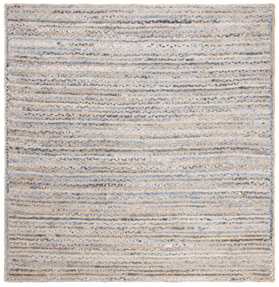 Cape Cod 6' Square Natural Blue Handmade Jute Rug