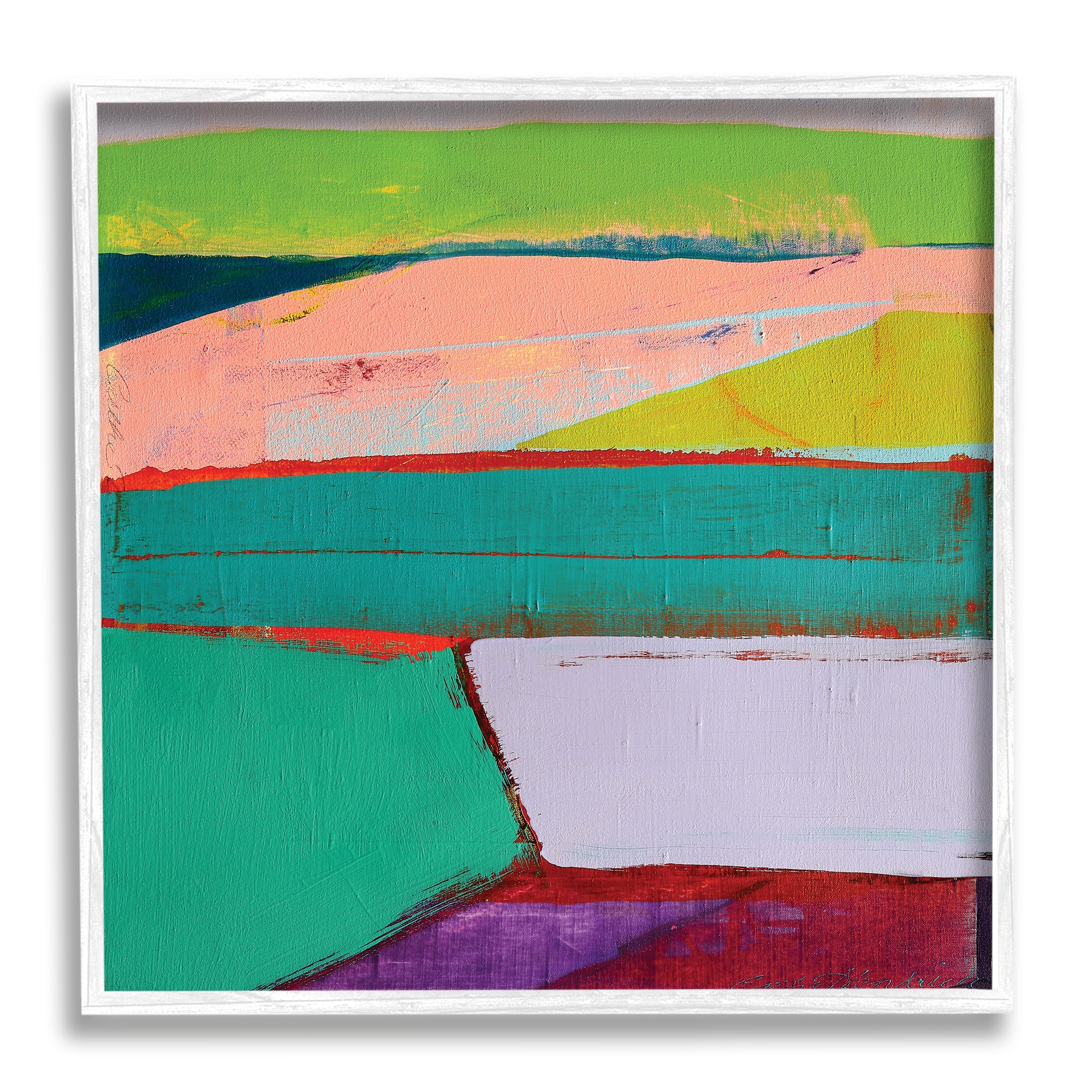 Stupell Industries AE-766-WFR-24X24 Radiant Abstract Colors Layered Geometric Shapes Cathe Hendrick Framed 24-in H x 24-in W Abstract Print