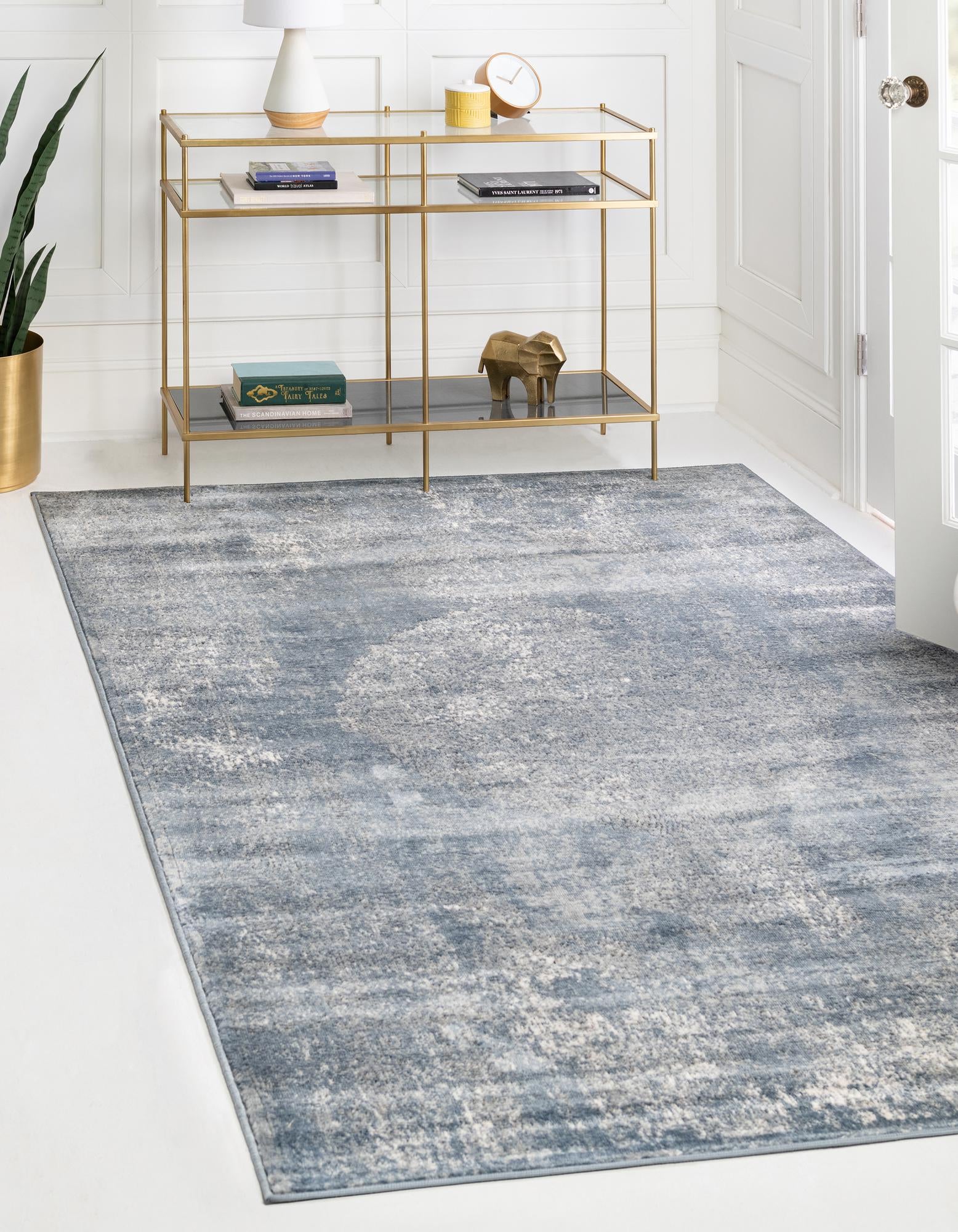 Unique Loom 3147343 Portland 7 x 10 (ft) Loomed Polypropylene Blue Rectangular Indoor Medallion Area rug