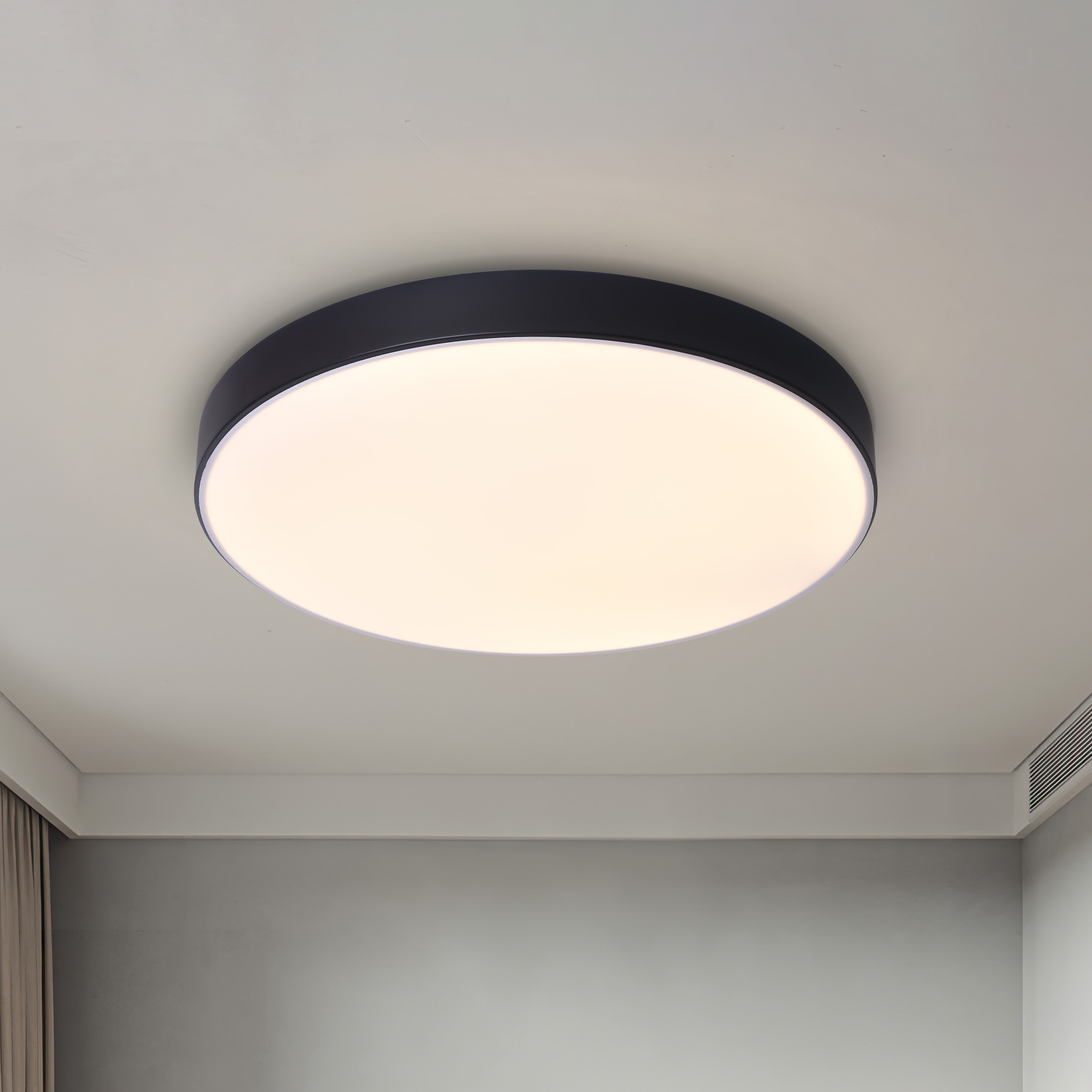 HUOKU Lumin 1 -Light 15.8-in Black Integrated LED Flush