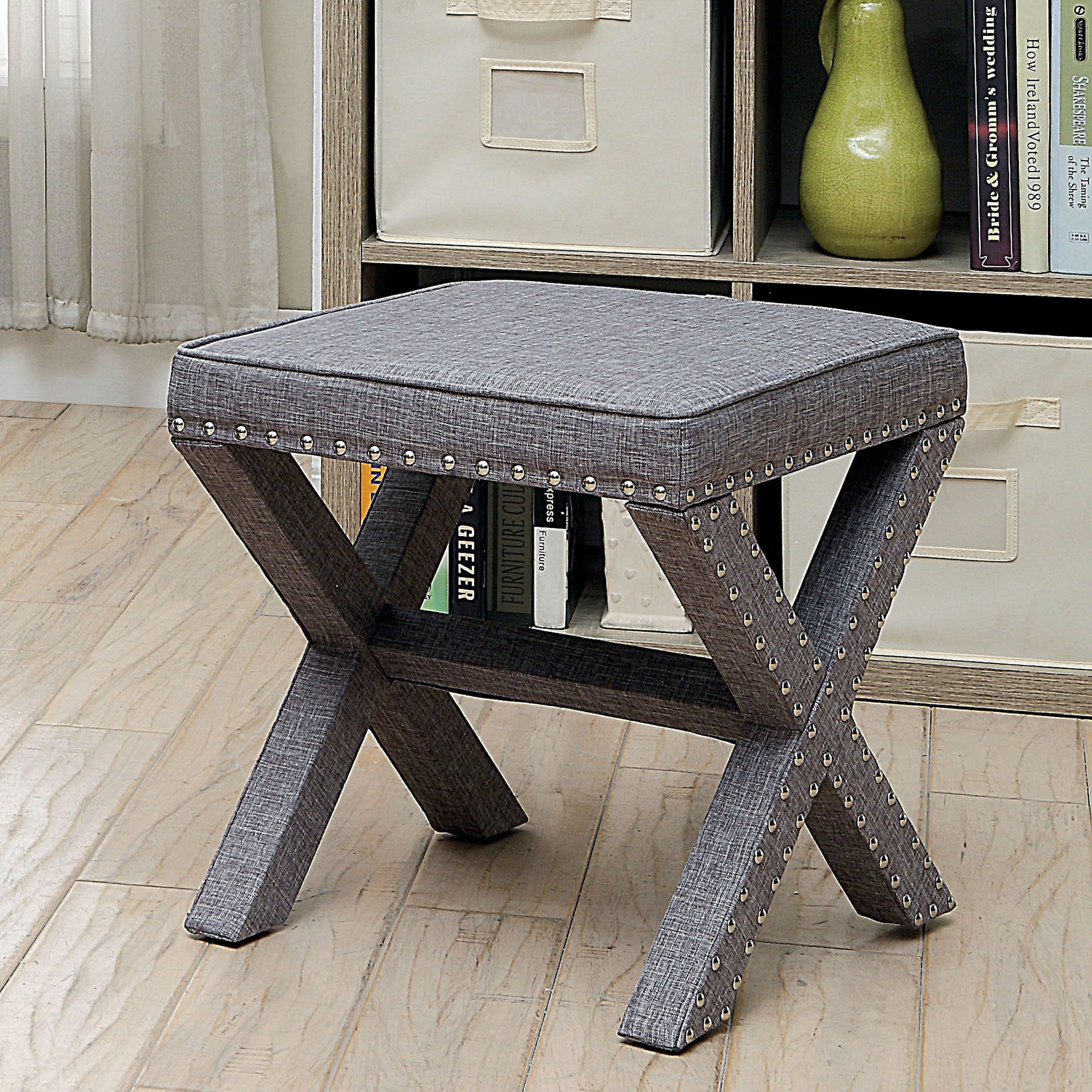 Furniture of America IDF-AC6785GY Cheney Modern Light Gray Ottoman