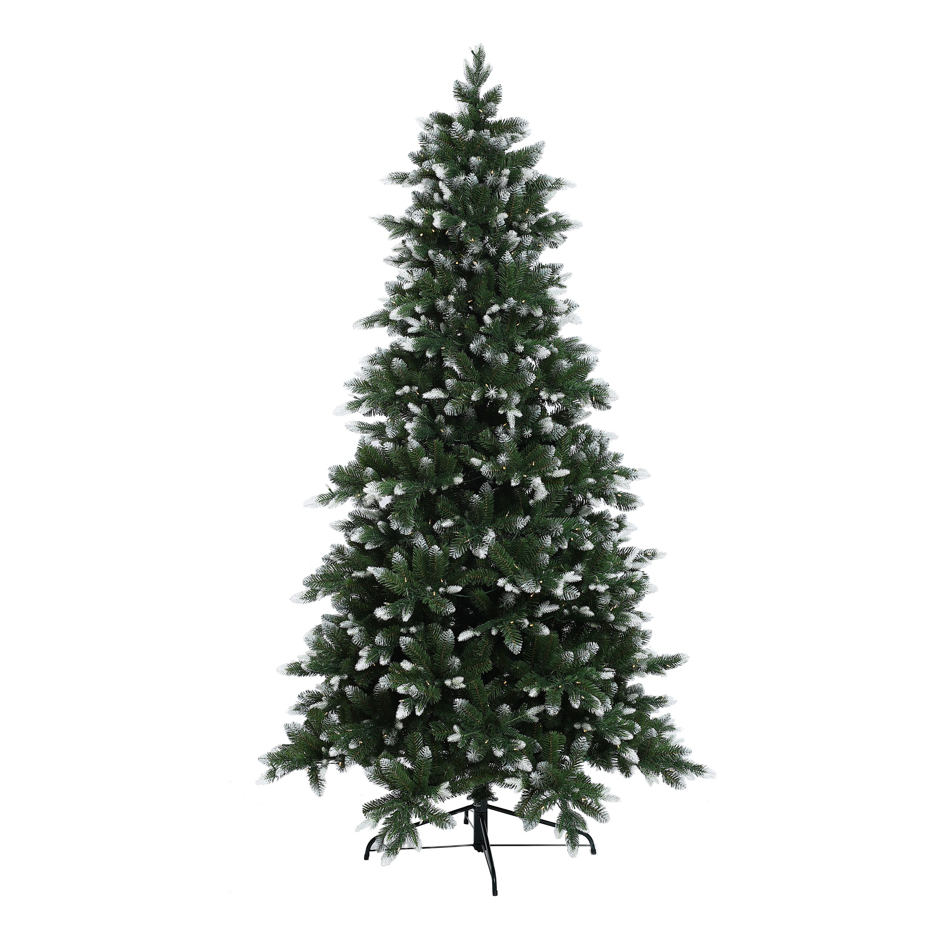 LuxenHome WHAP1805 7.5-ft Pine Pre-lit Flocked Artificial Christmas Tree with Clear LED Lights