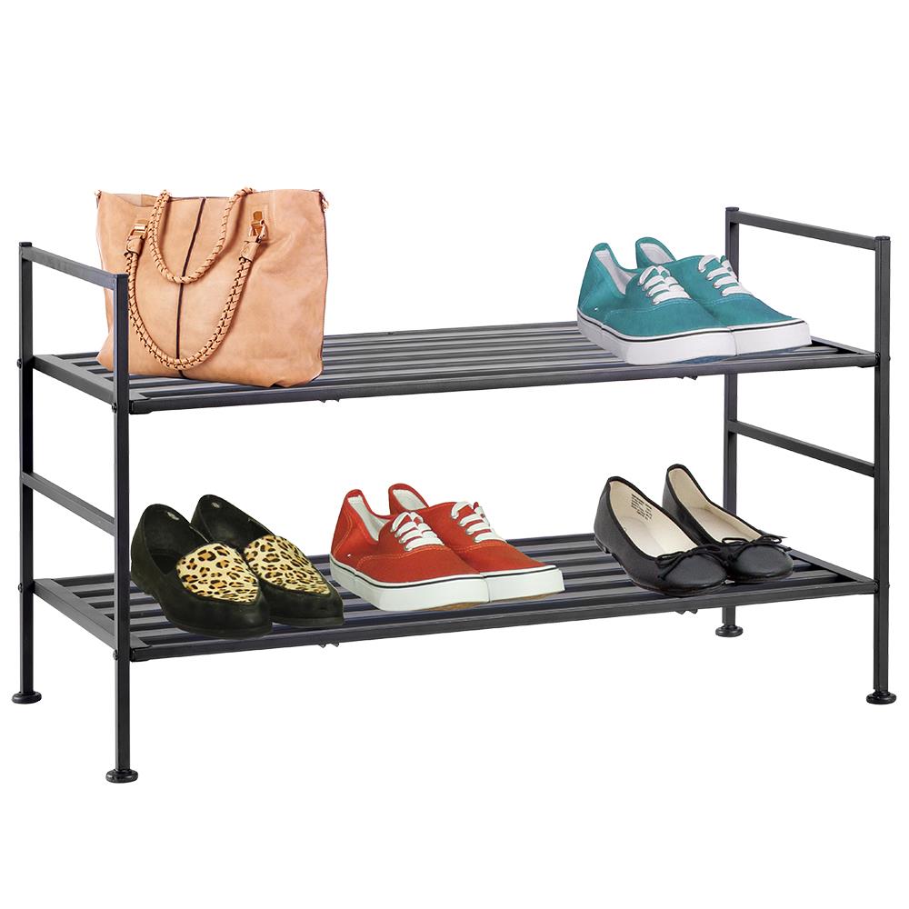 Home Basics 15.25-in H 3 Tier 8 Pair Wooden Wood Shoe Rack at Lowes.com