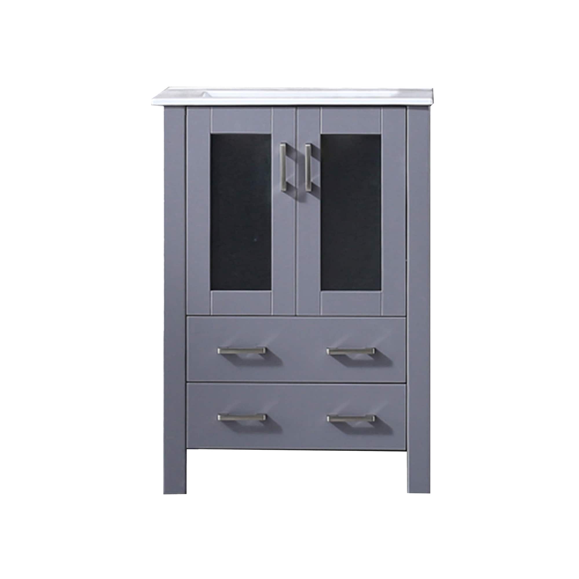 Lexora LV341824SBES000 Volez 24-in Dark Grey Single sink Bathroom Vanity with White Ceramic Top