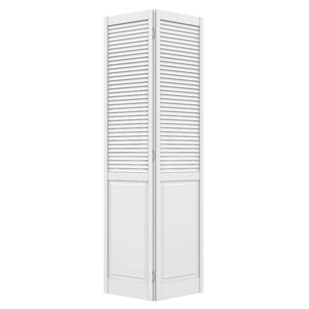 RELIABILT 364362 Louver 24-in x 80-in Primed Louver Hollow Core Primed Pine Wood Bifold Door Hardware Included