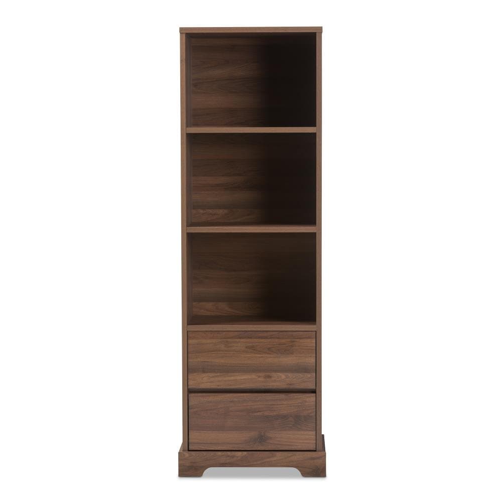 Baxton Studio Burnwood Walnut 3 Shelf Modular Bookcase 23.62 in W