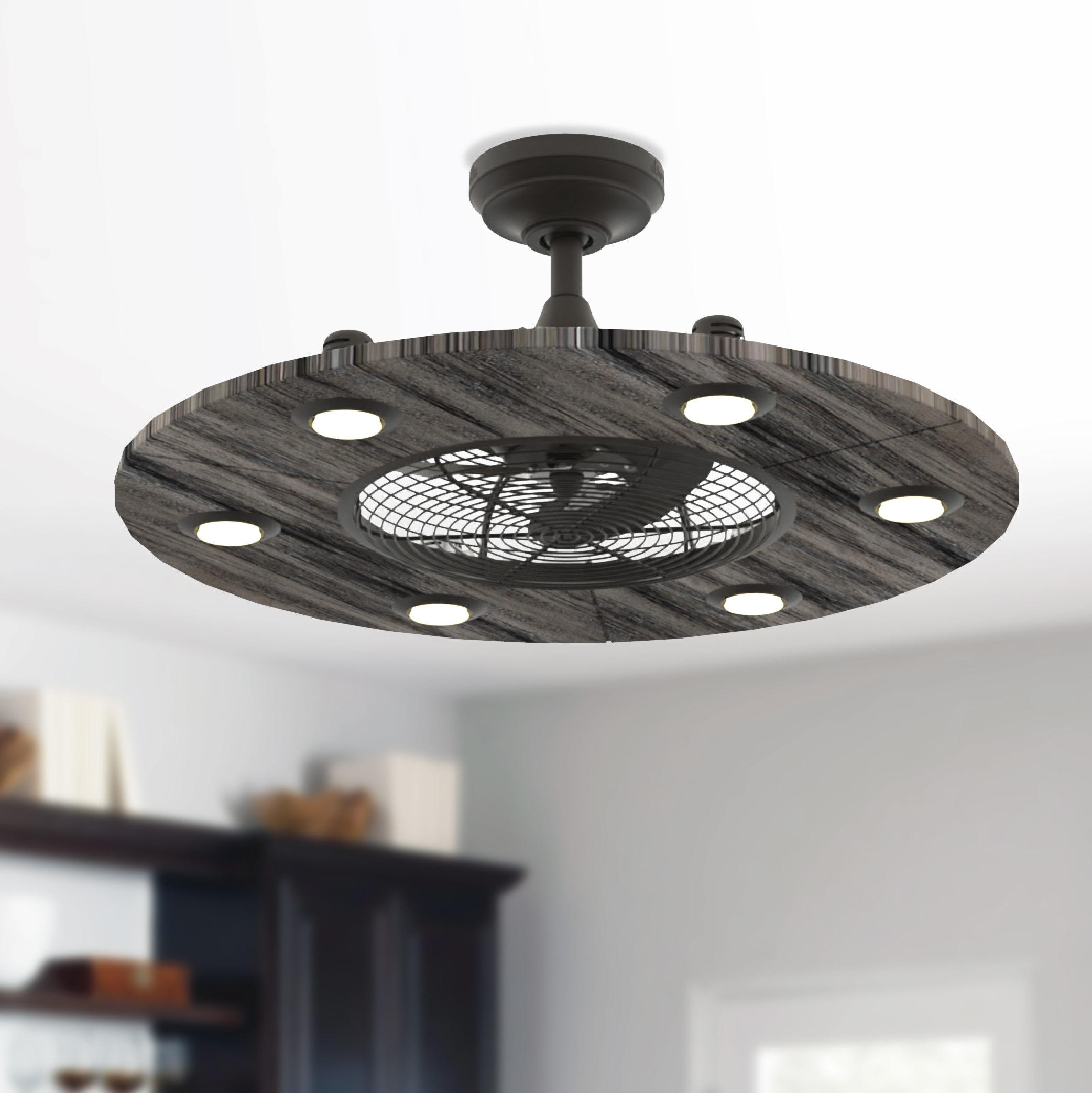 Fanimation Studio Collection LP8076BLGR Dex 12-in Matte Greige with Matte Greige Blades Fandelier Ceiling Fan With Light - Remote Included ( 3 -Blade )
