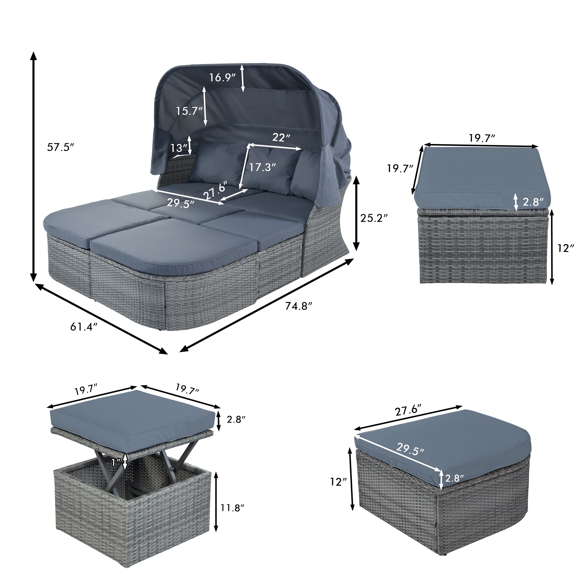 WELLFOR GGJOU002GY Patio-Sofas-Daybeds - View #5