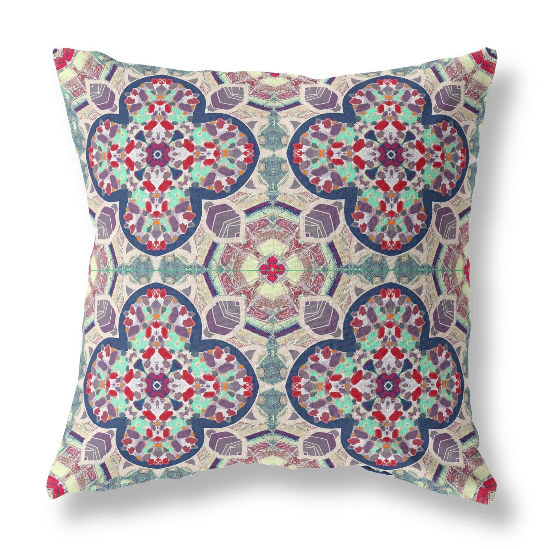 HomeRoots 28 inc Mauve Blue Cloverleaf Indoor Outdoor Throw Pillow