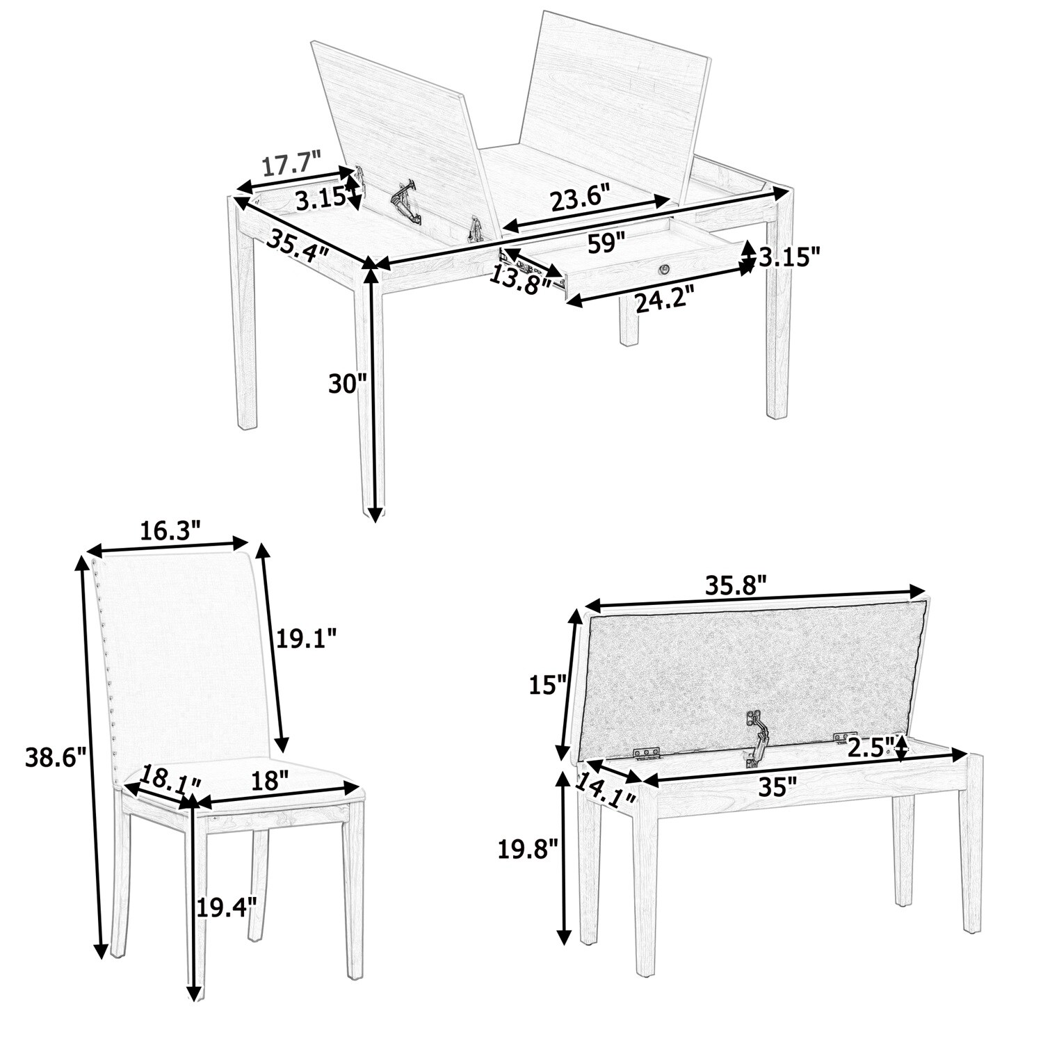 Mondawe MD-TP37AAD Dining-Sets - View #8