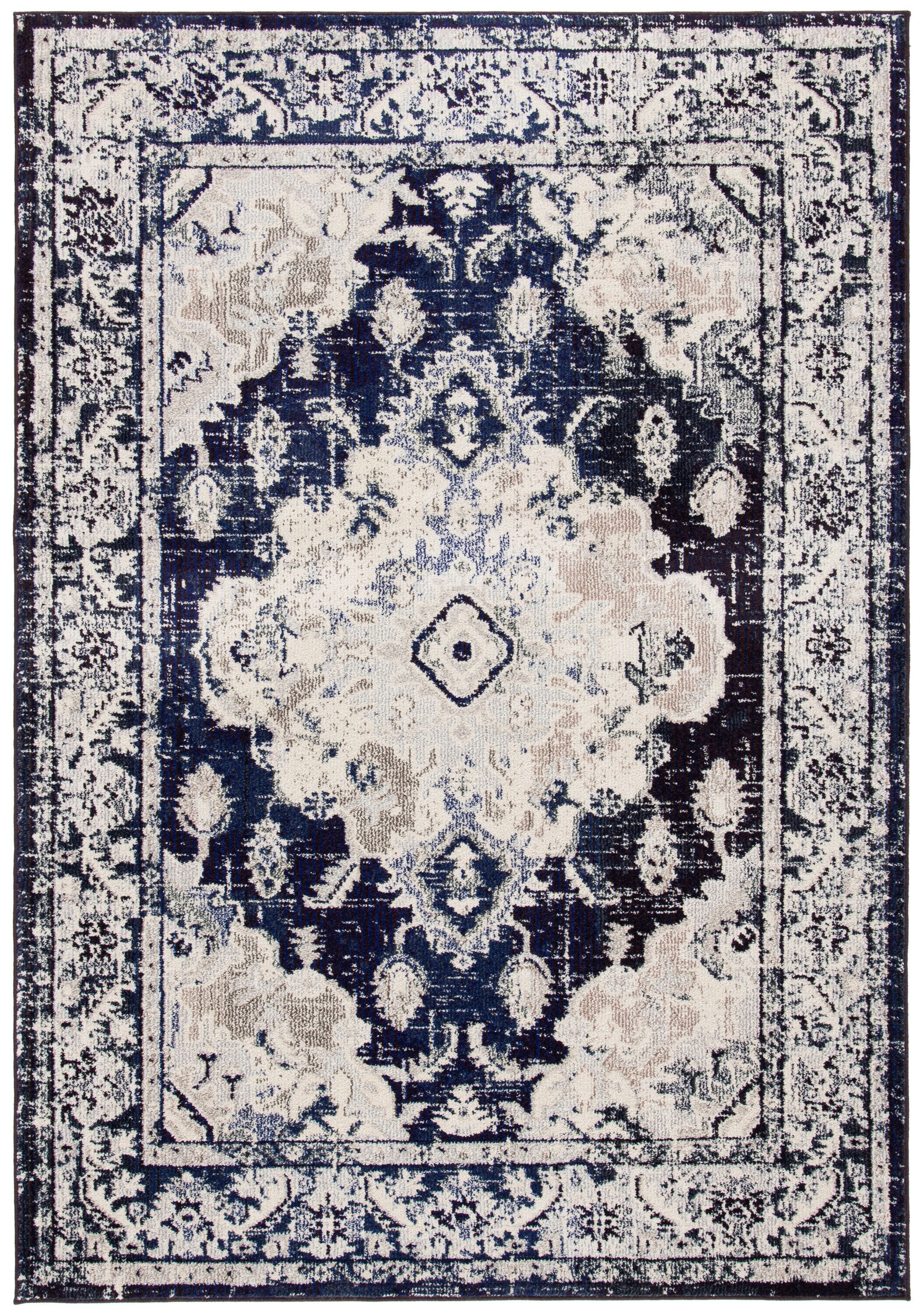 Safavieh MNC243C-810 Monaco 8 x 10 (ft) Loomed Polypropylene Ivory/Navy Rectangular Indoor Distressed/Overdyed Oriental Area rug